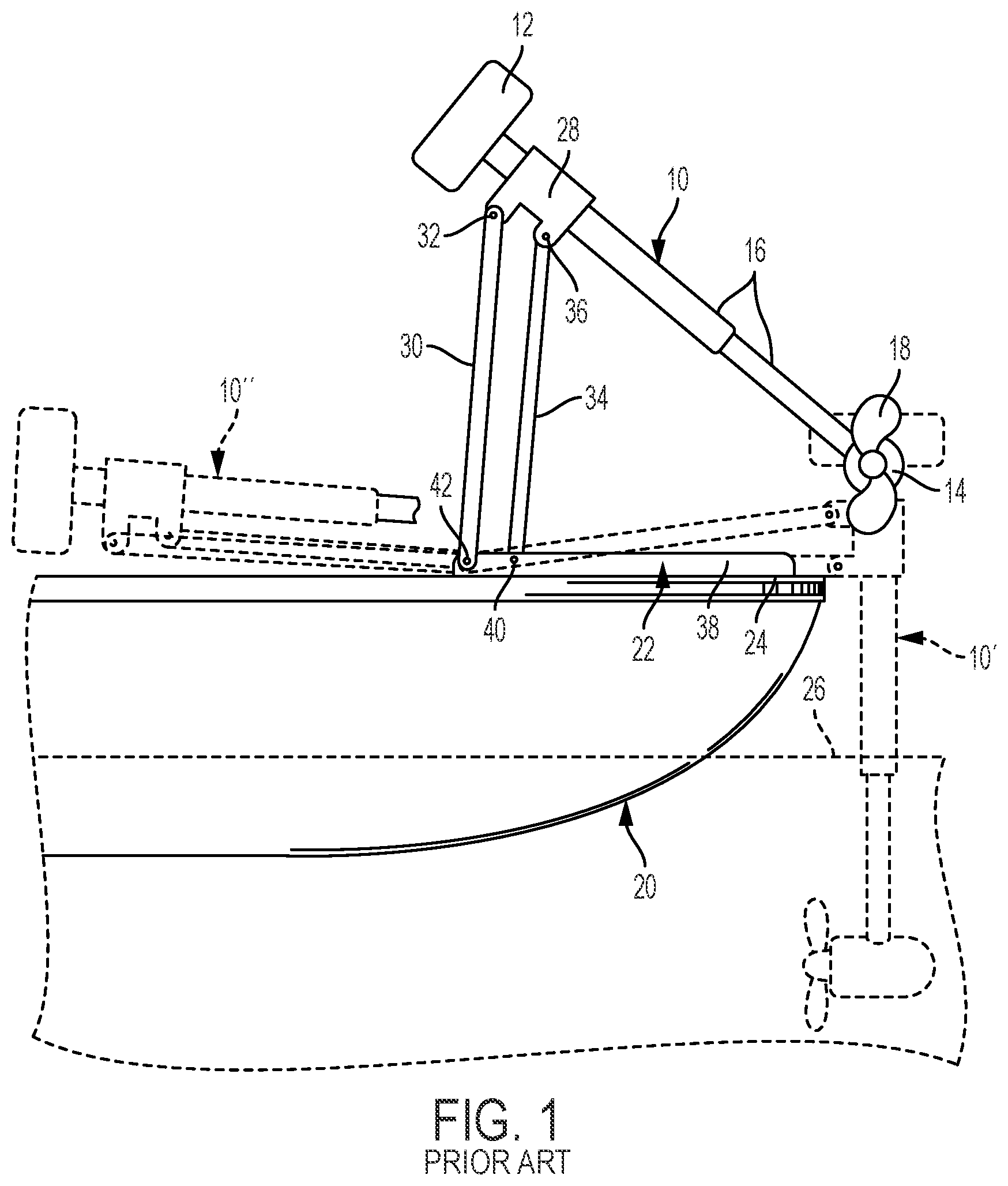 Patent US11814150 Figure 1 – Trolling motor and mount for trolling motor