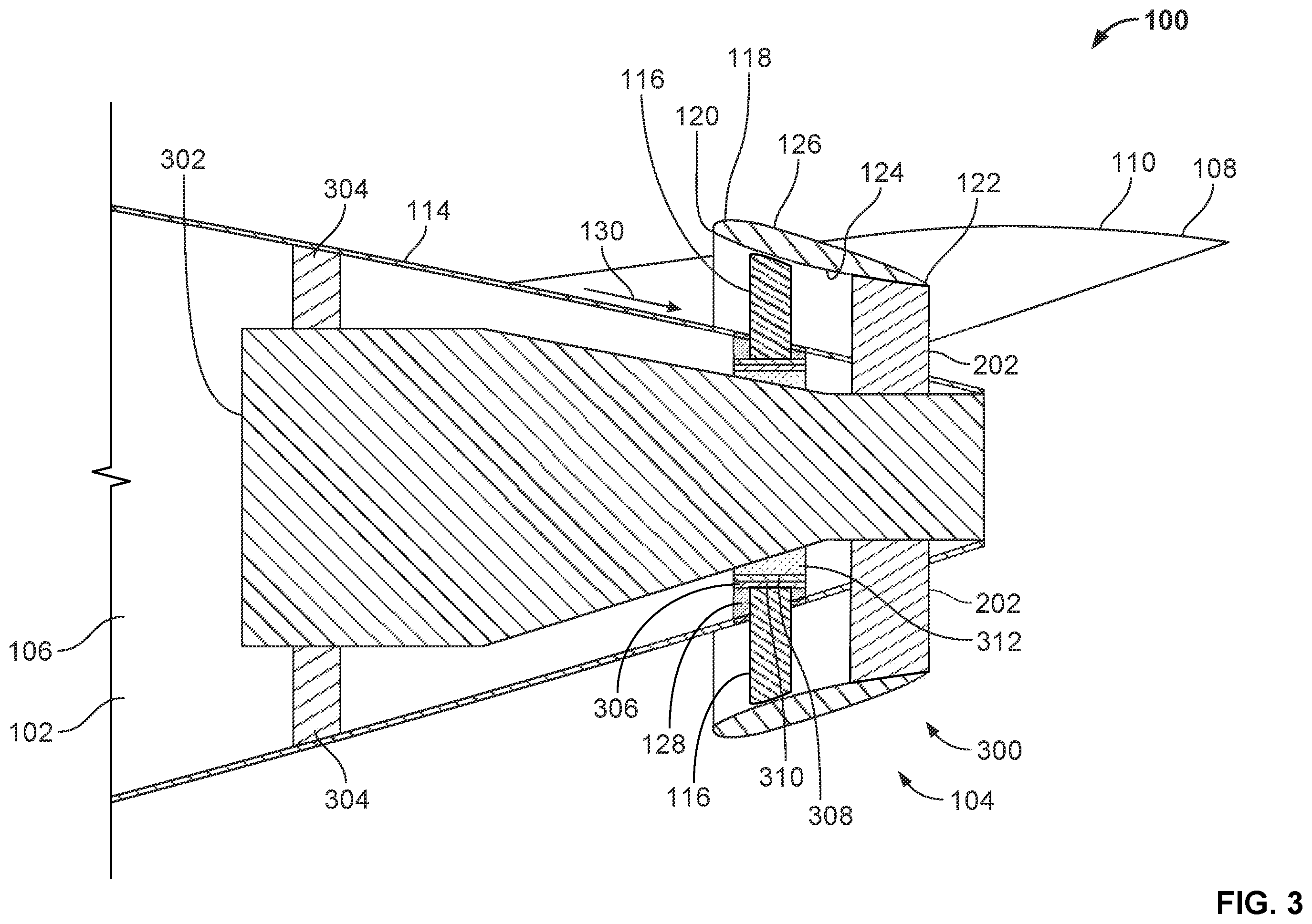 Patent US11814152 Figure 3 – Methods and apparatus for accelerating an aircraft fuselage boundary layer via a fan powered by an auxiliary power unit of the aircraft