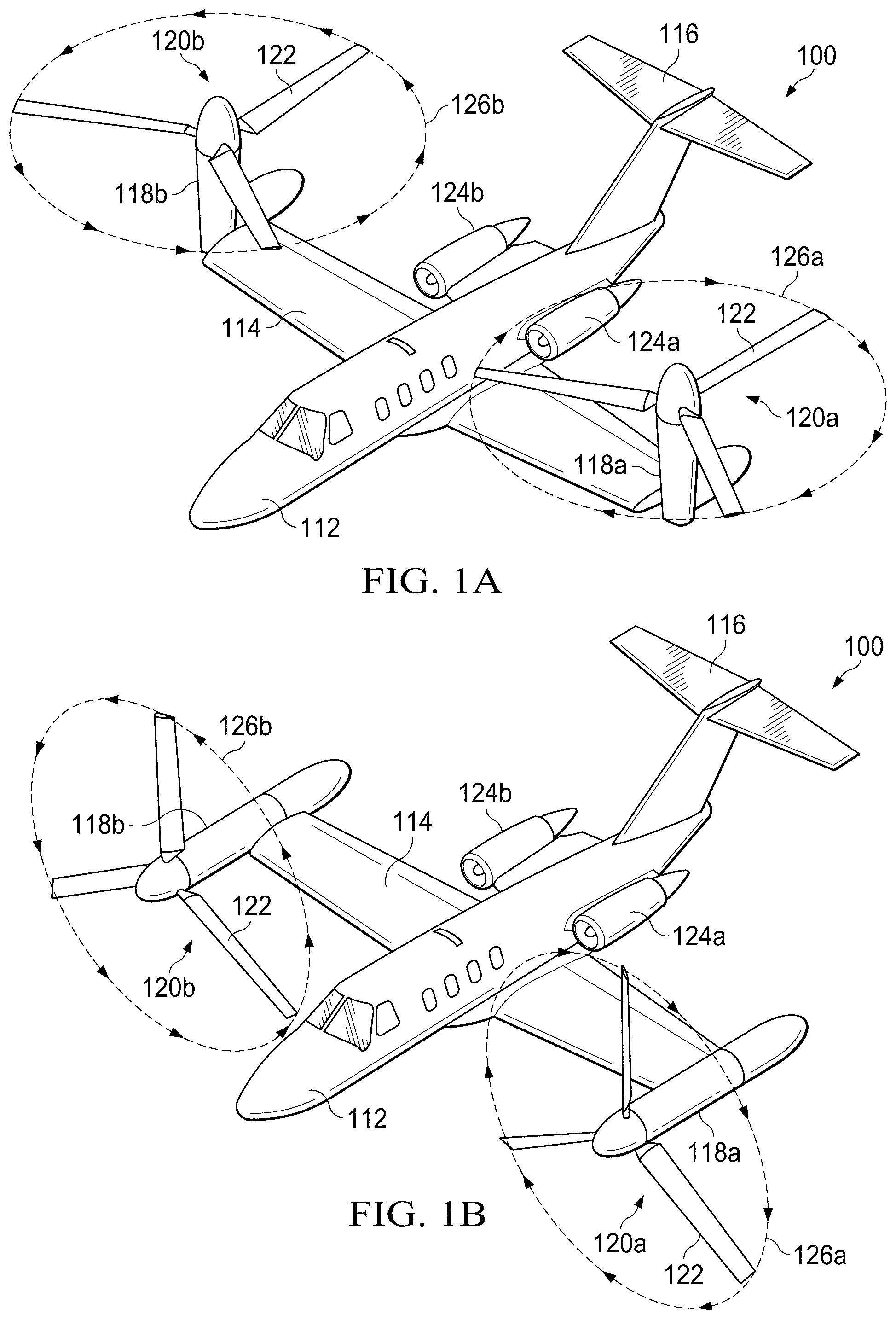 Patent US11814153 Figure 1 – Passive proprotor-blade retention systems