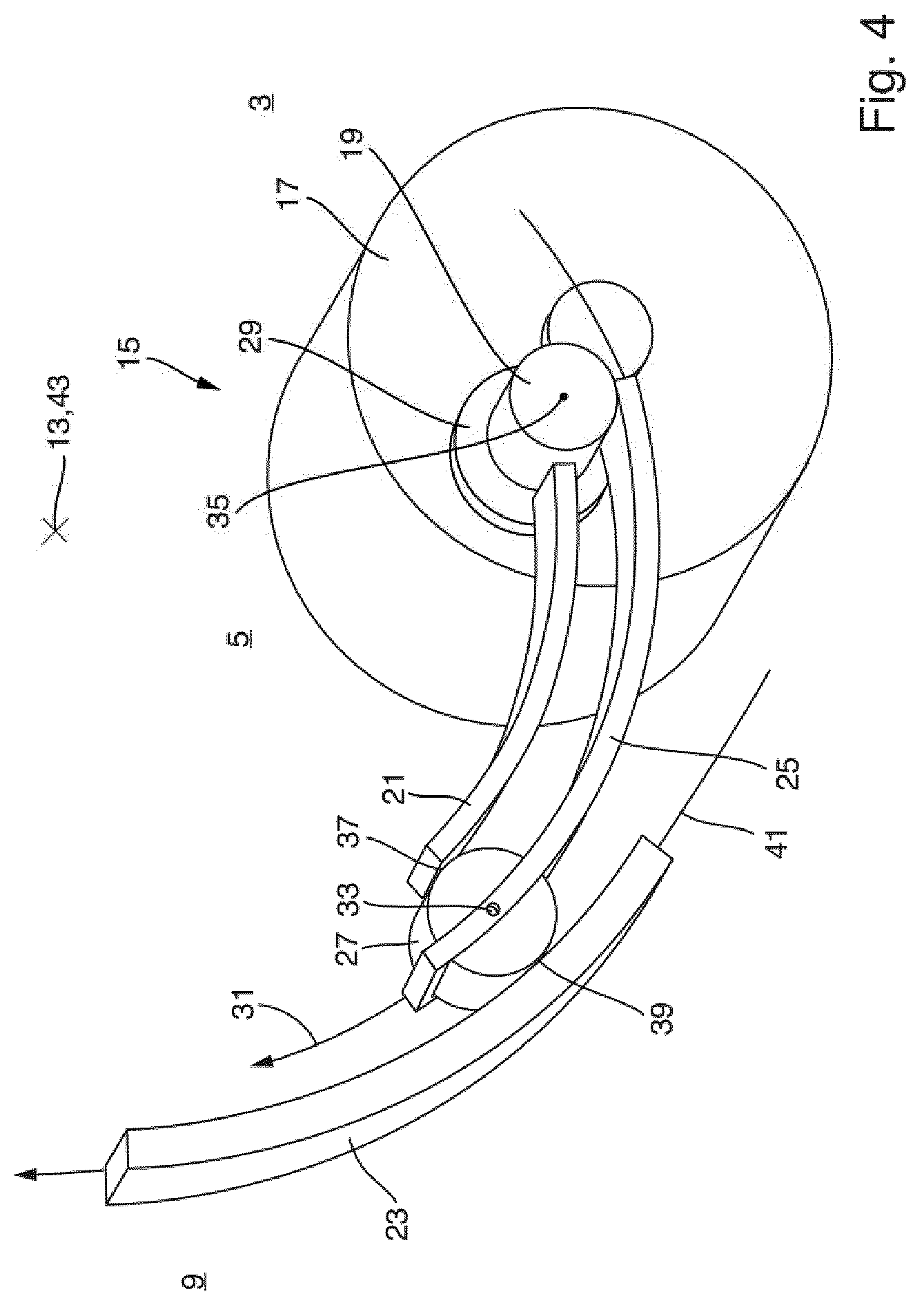 Patent US11814156 Figure 4 – Actuation unit for actuating a foldable wing tip portion of a wing for an aircraft