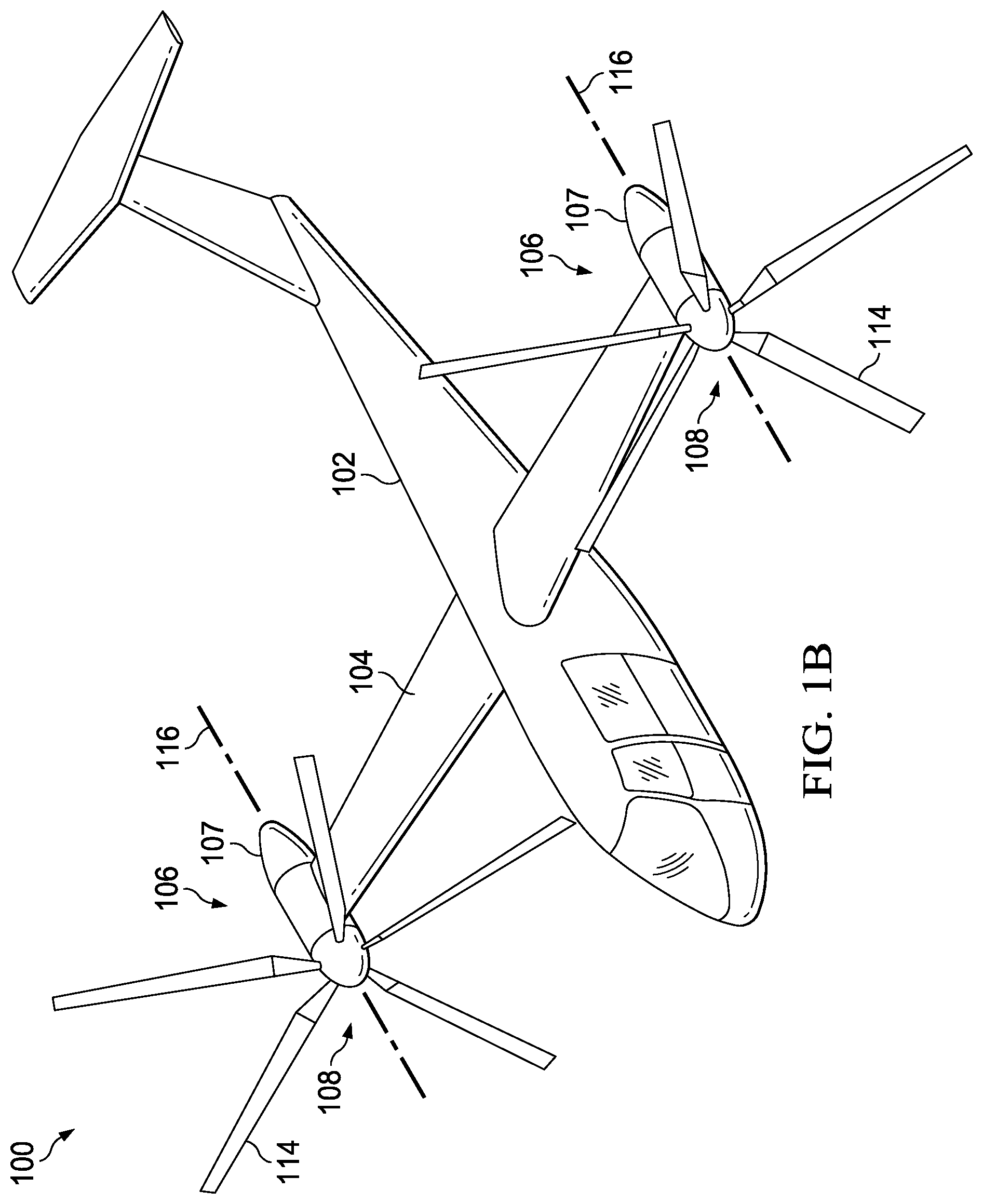 Patent US11814163 Figure 2 – Electric tiltrotor aircraft with tilting coaxial motors and gearbox