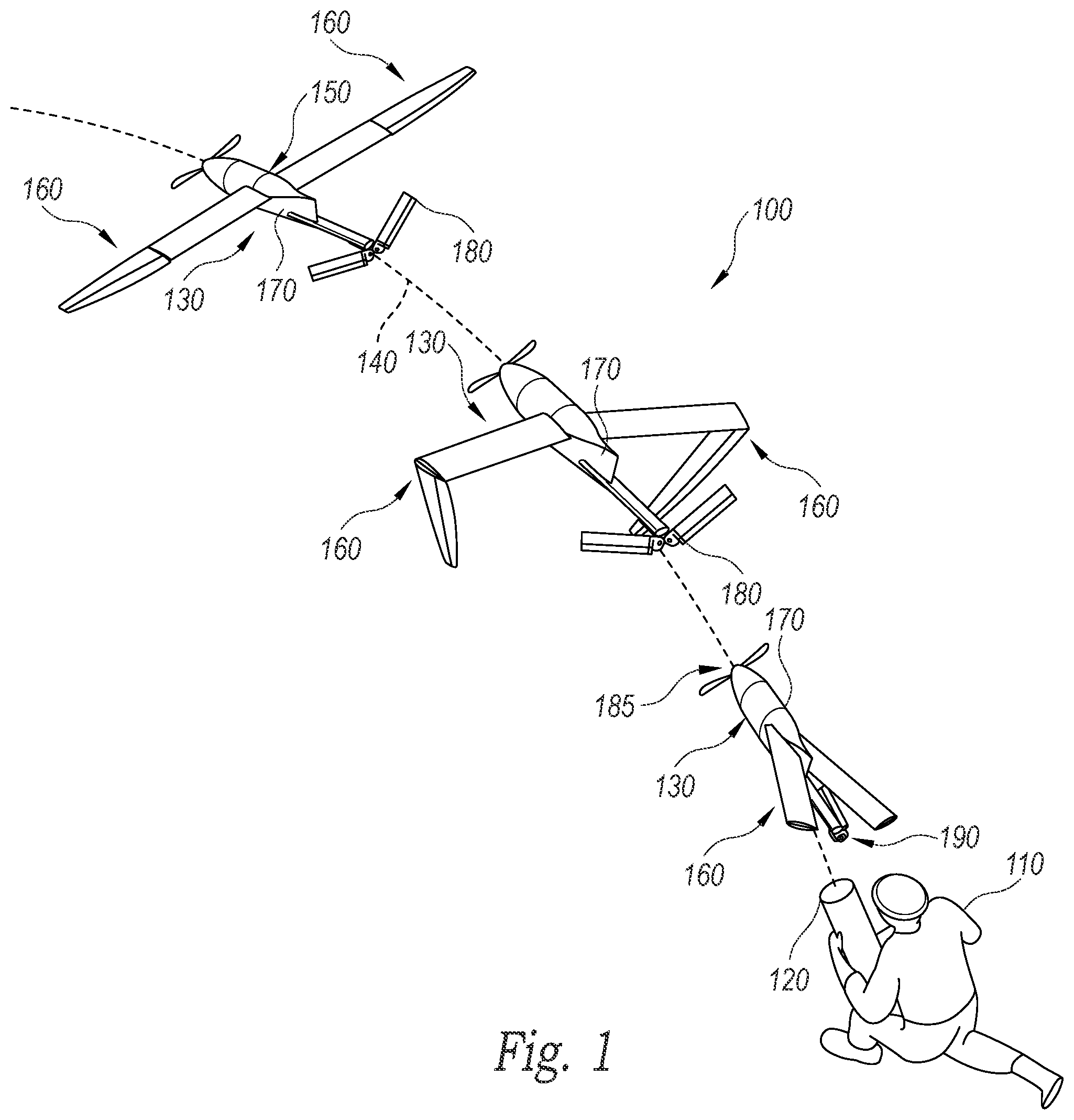 Patent US11814165 Figure 1 – Systems and methods for aerodynamic deployment of wing structures