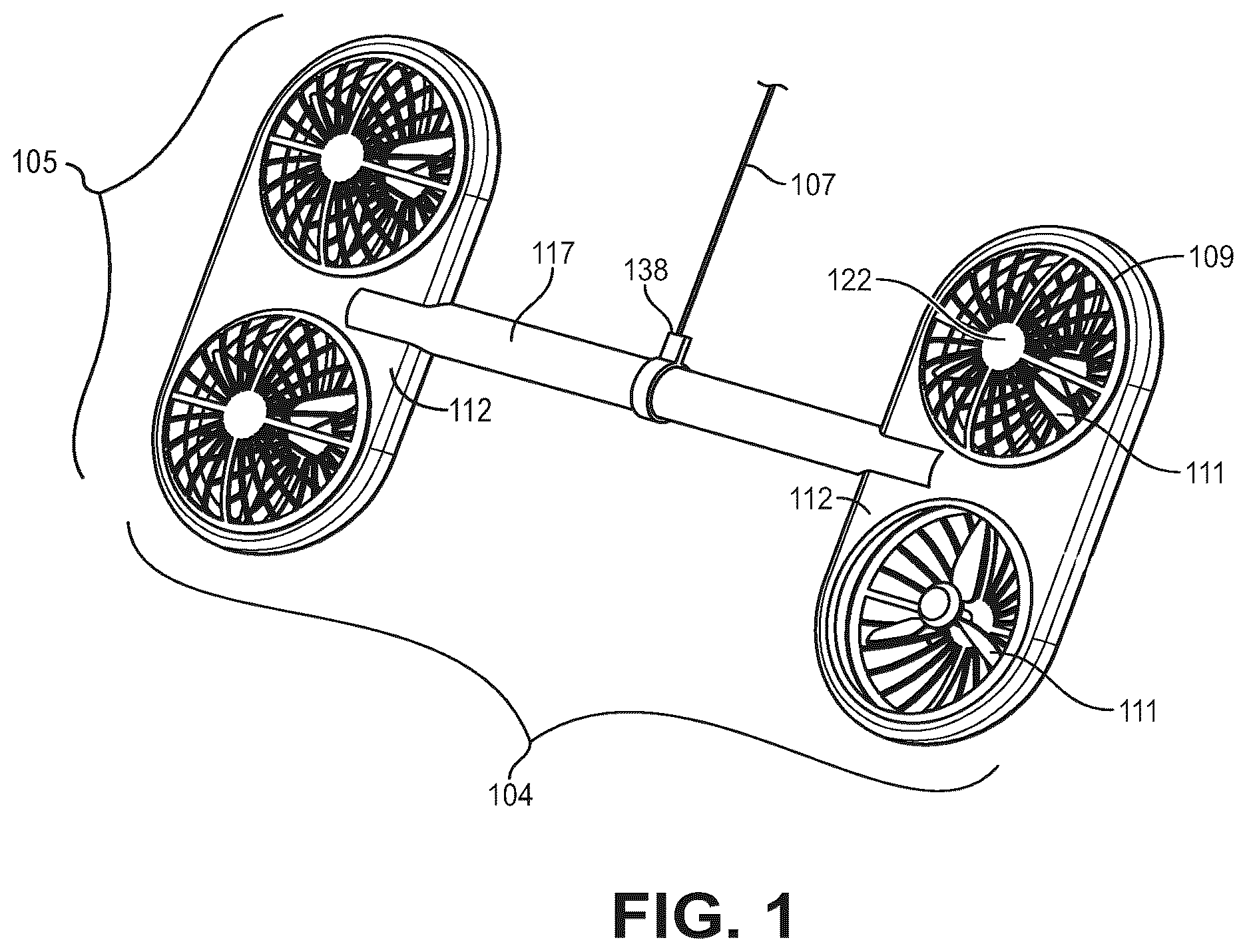 Patent US11814168 — Suspended aerial vehicle system with thruster stabilization — Figure 1