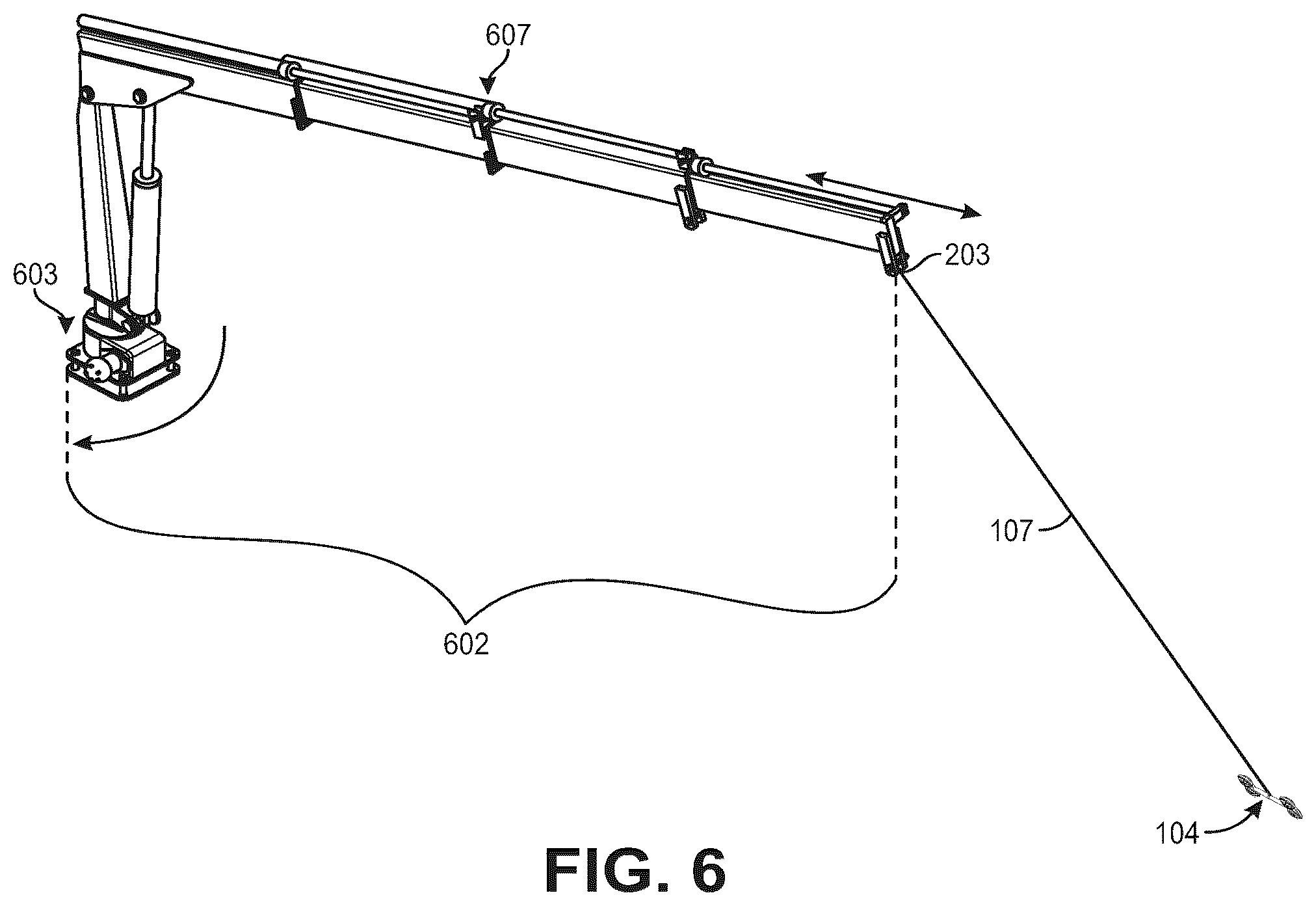 Patent US11814168 Figure 6 – Suspended aerial vehicle system with thruster stabilization