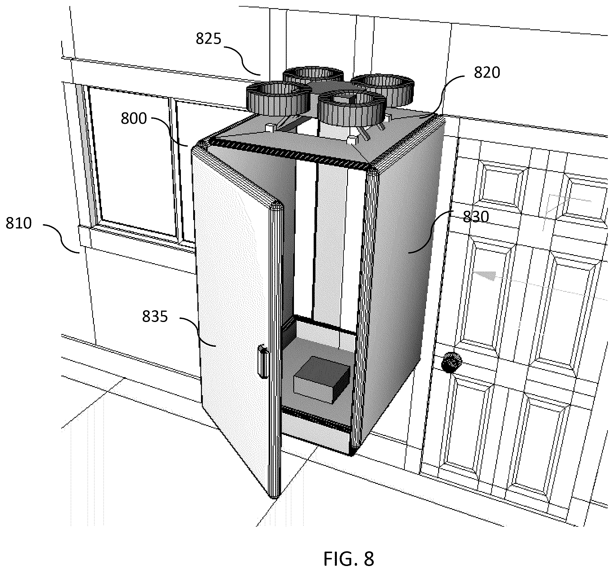 Patent US11814170 Figure 8 – Aircraft package delivery mounting system