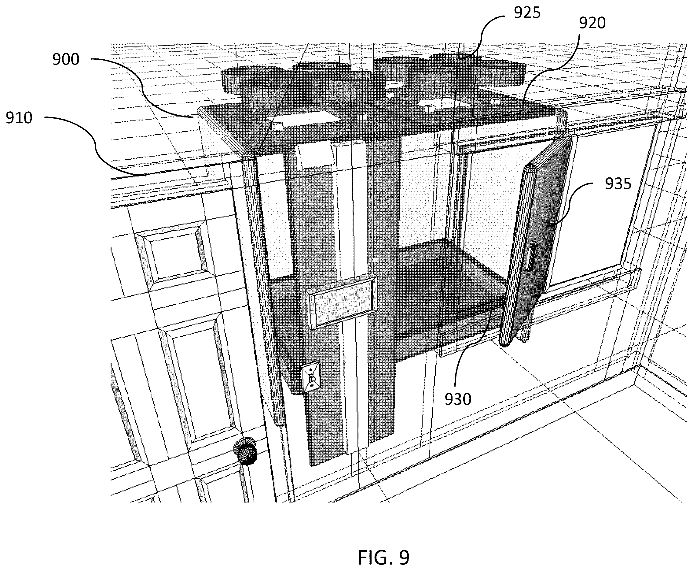 Patent US11814170 Figure 9 – Aircraft package delivery mounting system