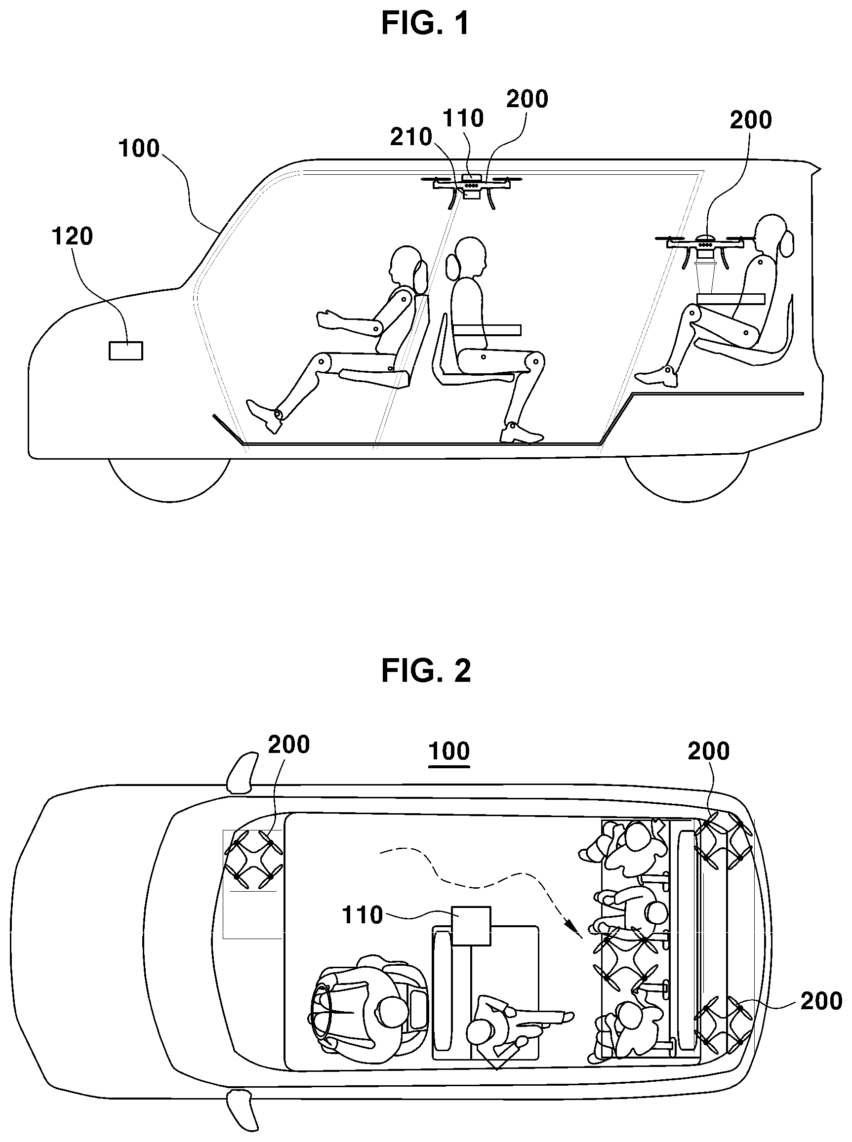 Patent US11814171 Figure 1 – Method of controlling drone inside vehicle