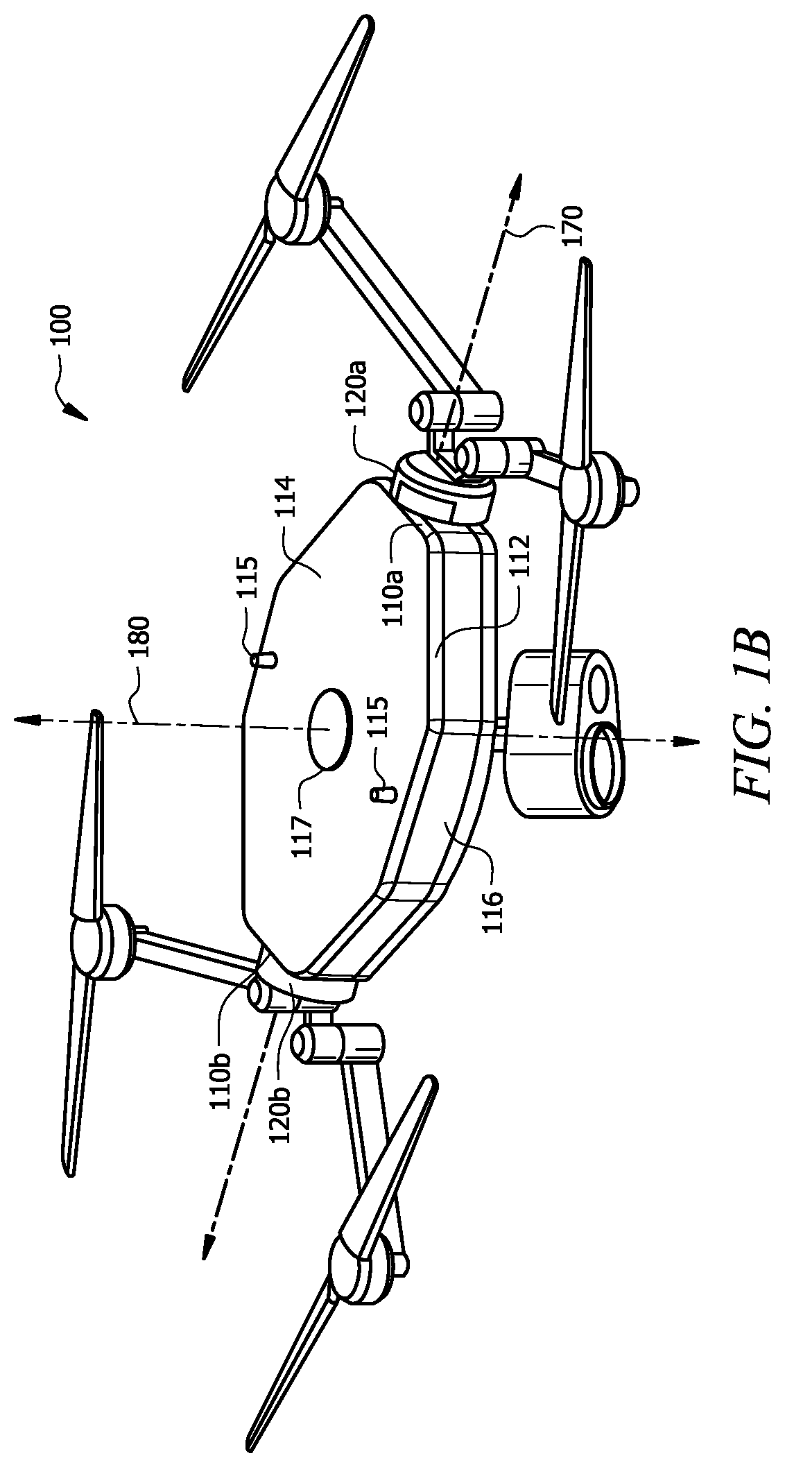 Patent US11814172 Figure 2 – Integrated convertible quadcopter with full field of regard