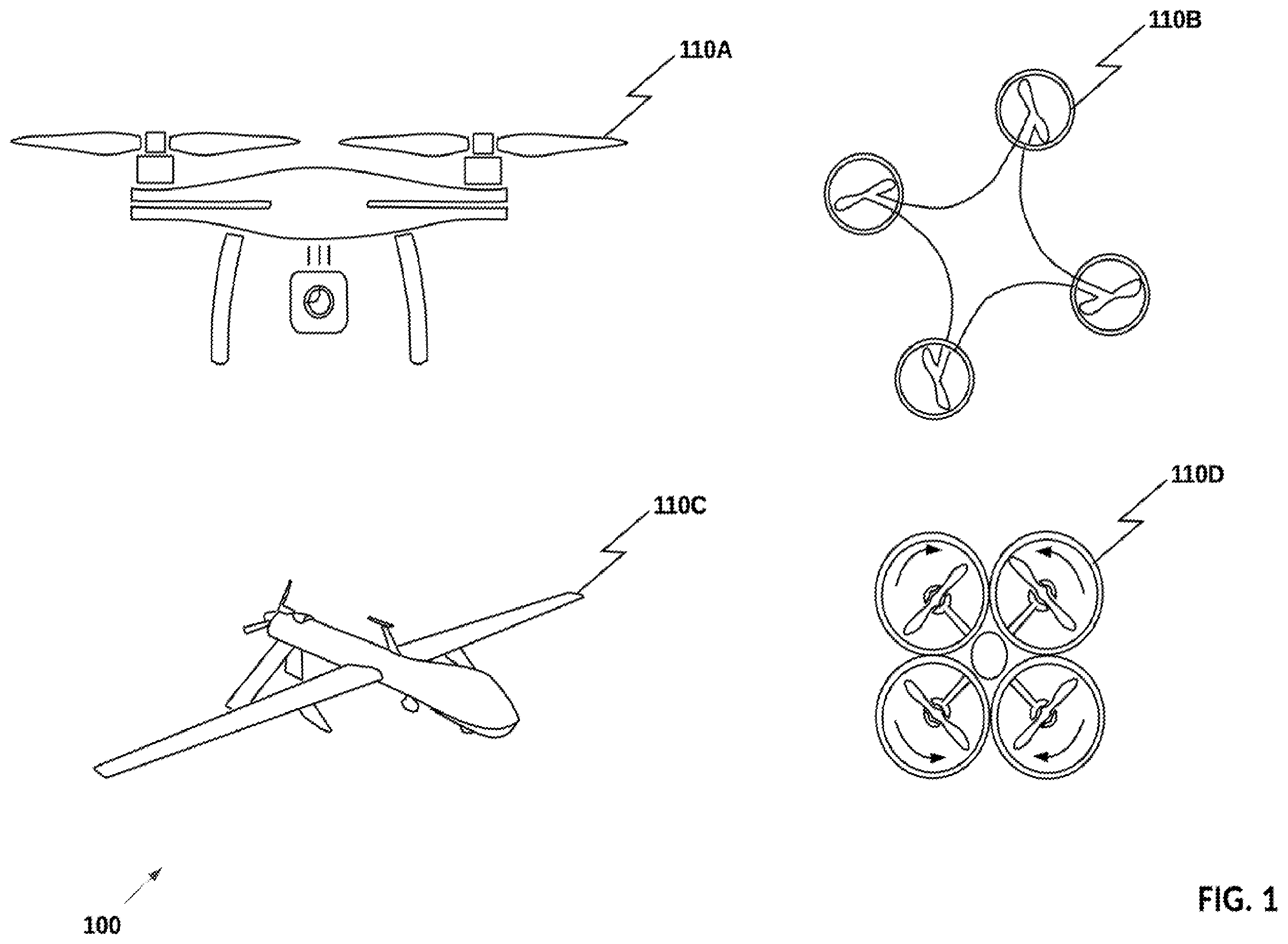 Patent US11814173 Figure 1 – Systems and methods for unmanned aerial vehicles