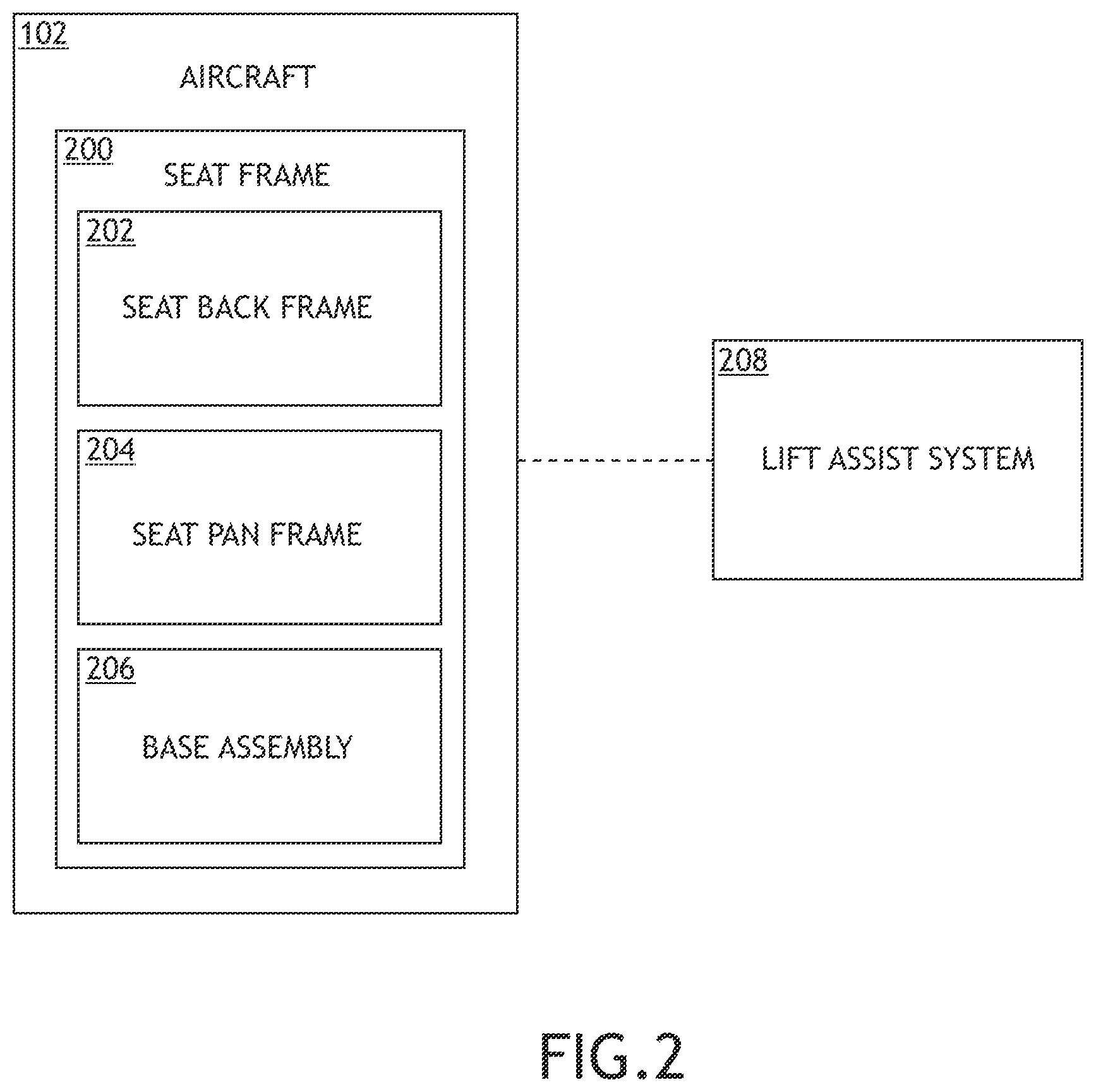 Patent US11814178 Figure 2 – Lift assist system for an aircraft seat