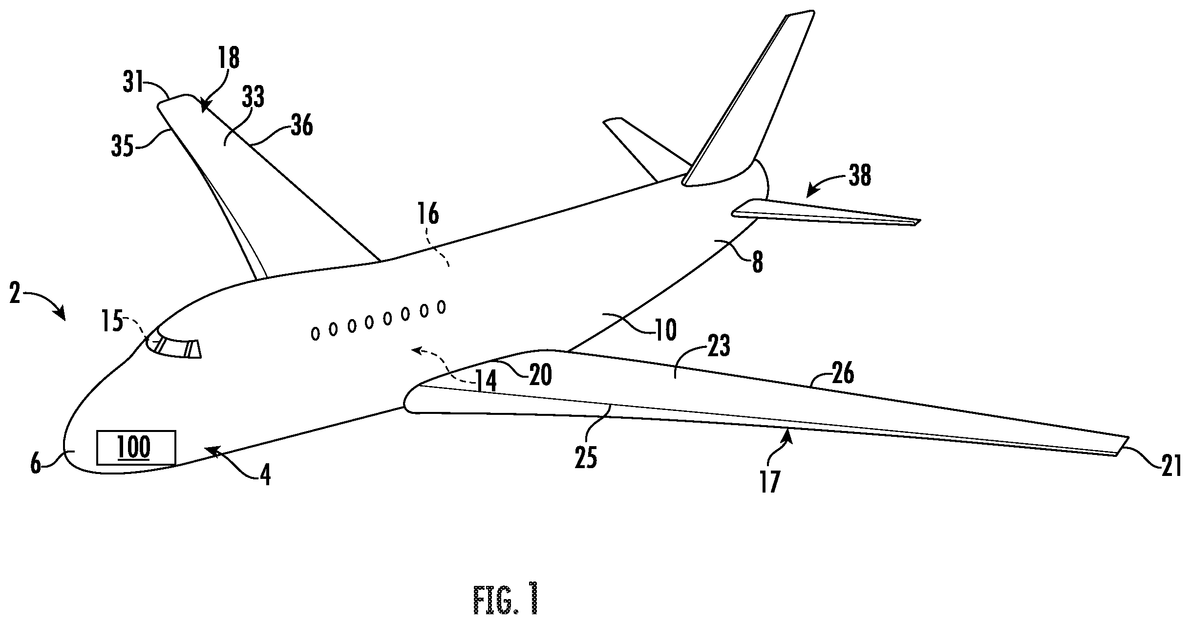 Patent US11814181 Figure 1 – Conformal thin film heaters for angle of attack sensors
