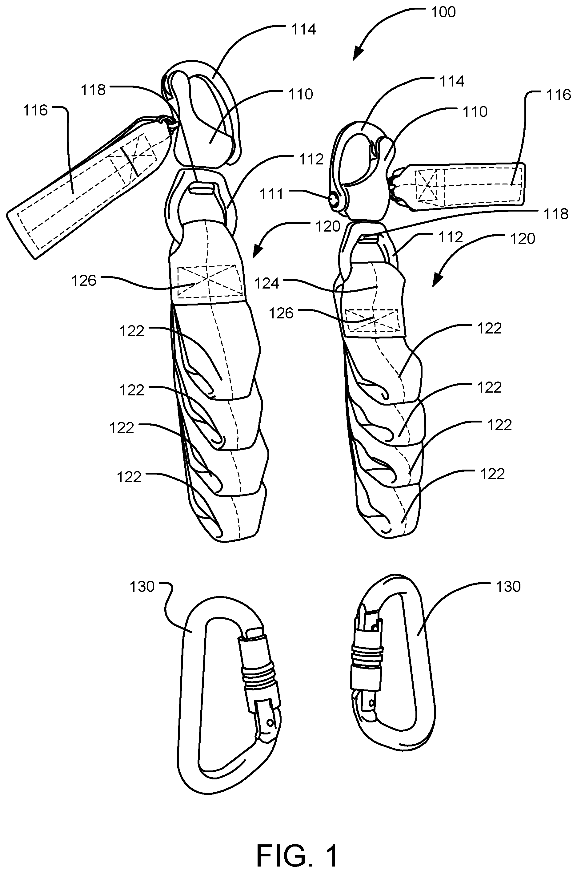 Patent US11814183 Figure 1 – Strap for securing a bag to a parachute harness