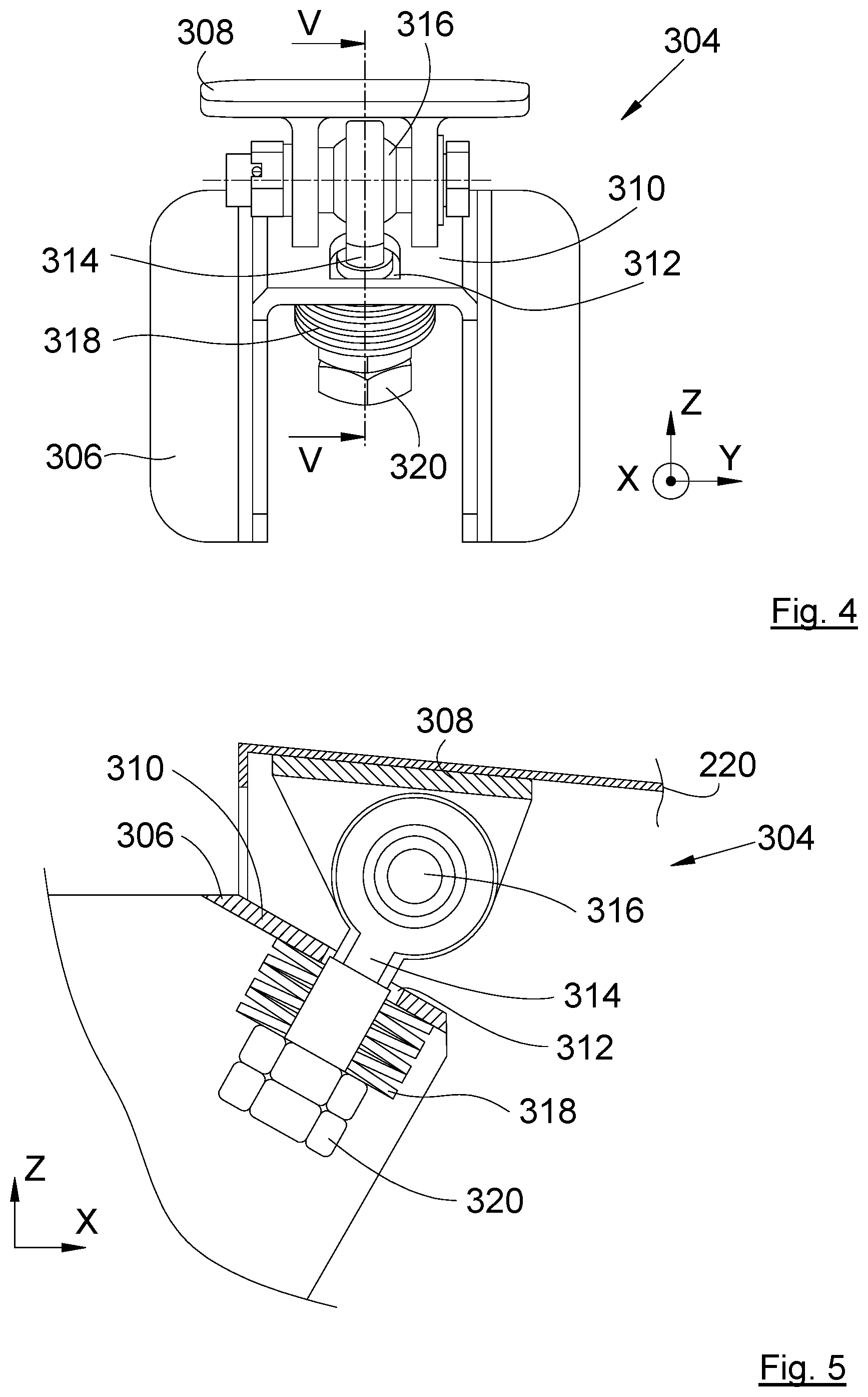 Patent US11814184 Figure 3 – Assembly for an aircraft having a pylon and a nacelle comprising a visor fitted with tensioning systems and centering systems