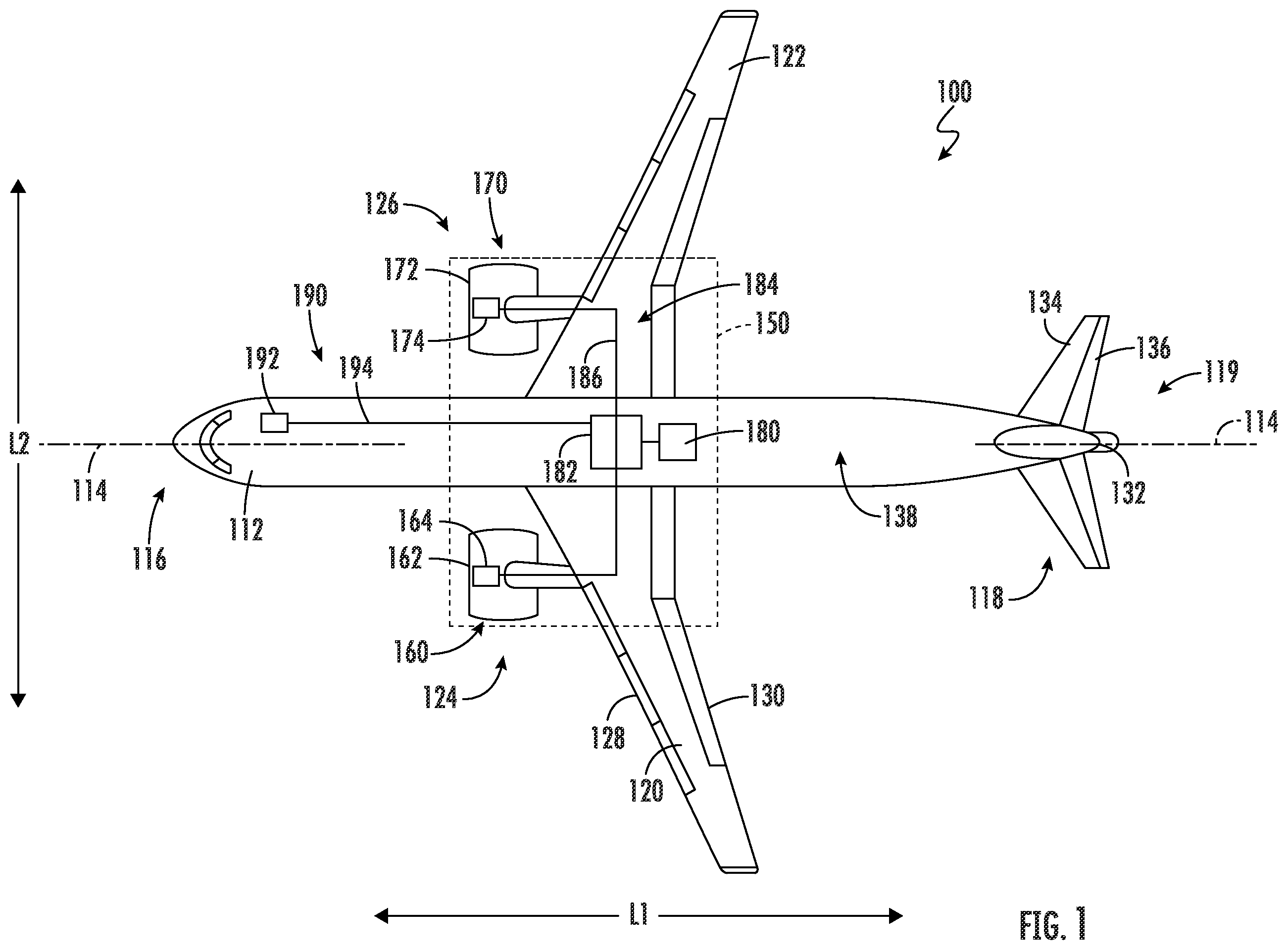 Patent US11814187 — Hybrid electric propulsor equipped with a hydraulic coupling — Figure 1