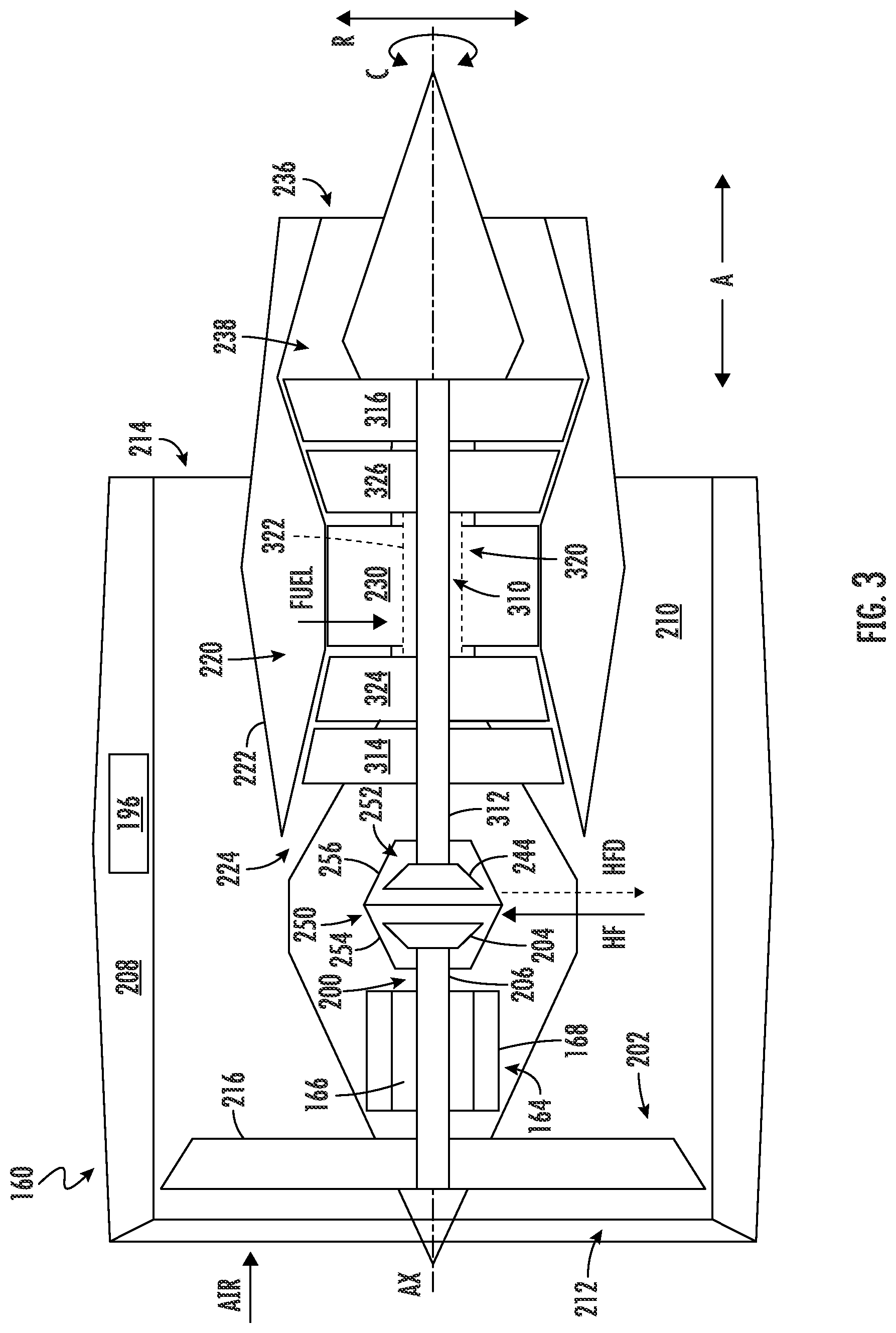 Patent US11814187 Figure 3 – Hybrid electric propulsor equipped with a hydraulic coupling