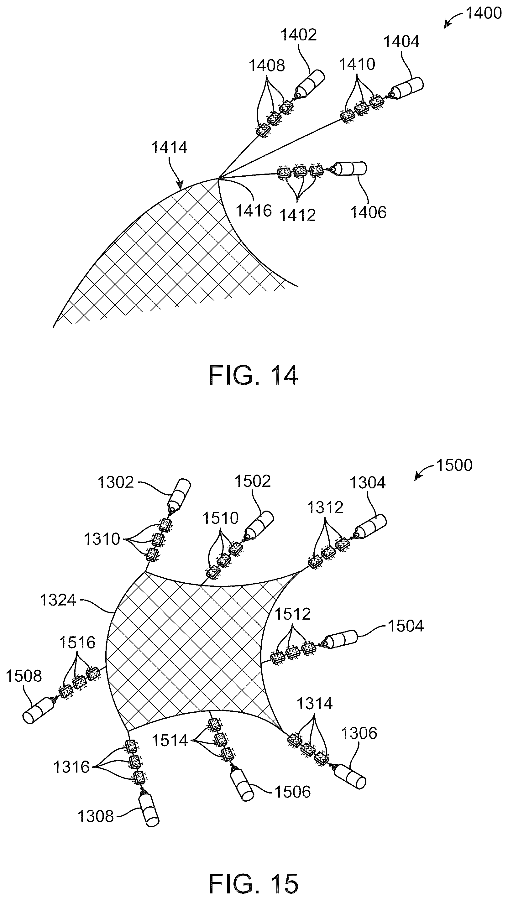 Patent US11814190 Figure 15 – System and method of providing a projectile module having a net with a drawstring