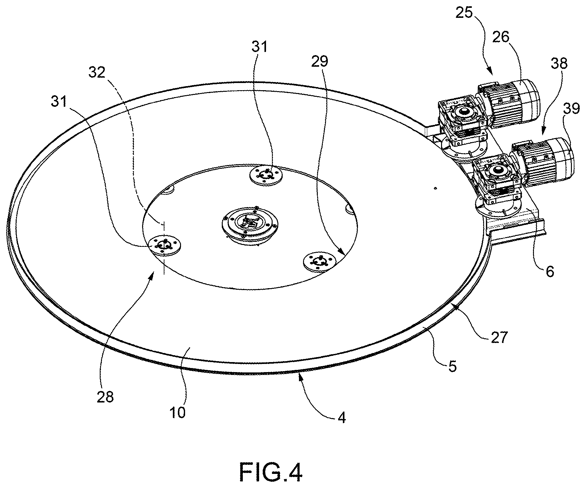 Patent US11814197 Figure 4 – Wrapping machine with a rotary platform