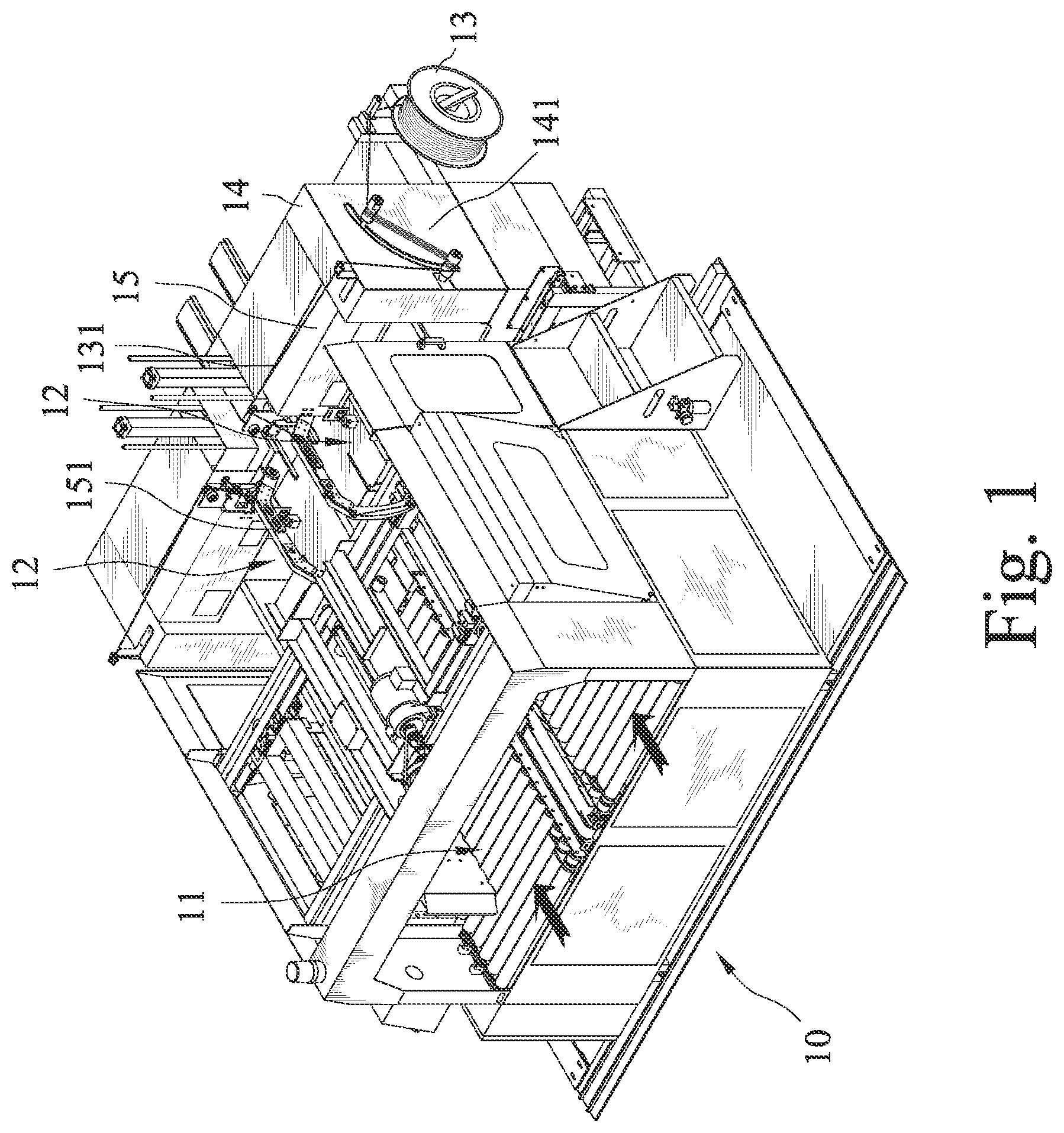Patent US11814198 Figure 1 – Relaxation device of cardboard strapping machine