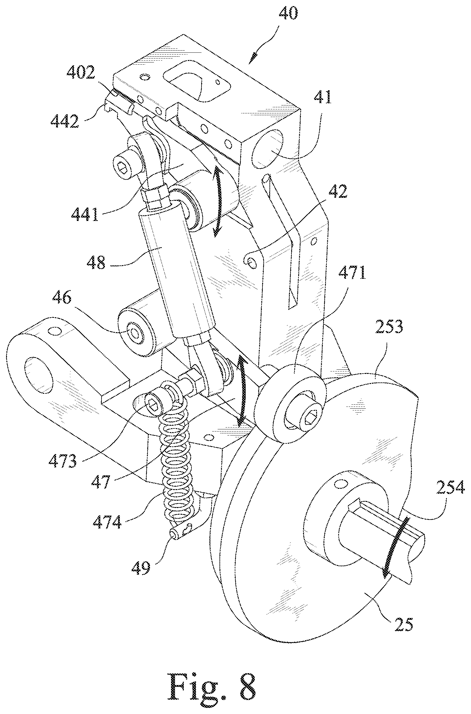 Patent US11814198 Figure 8 – Relaxation device of cardboard strapping machine
