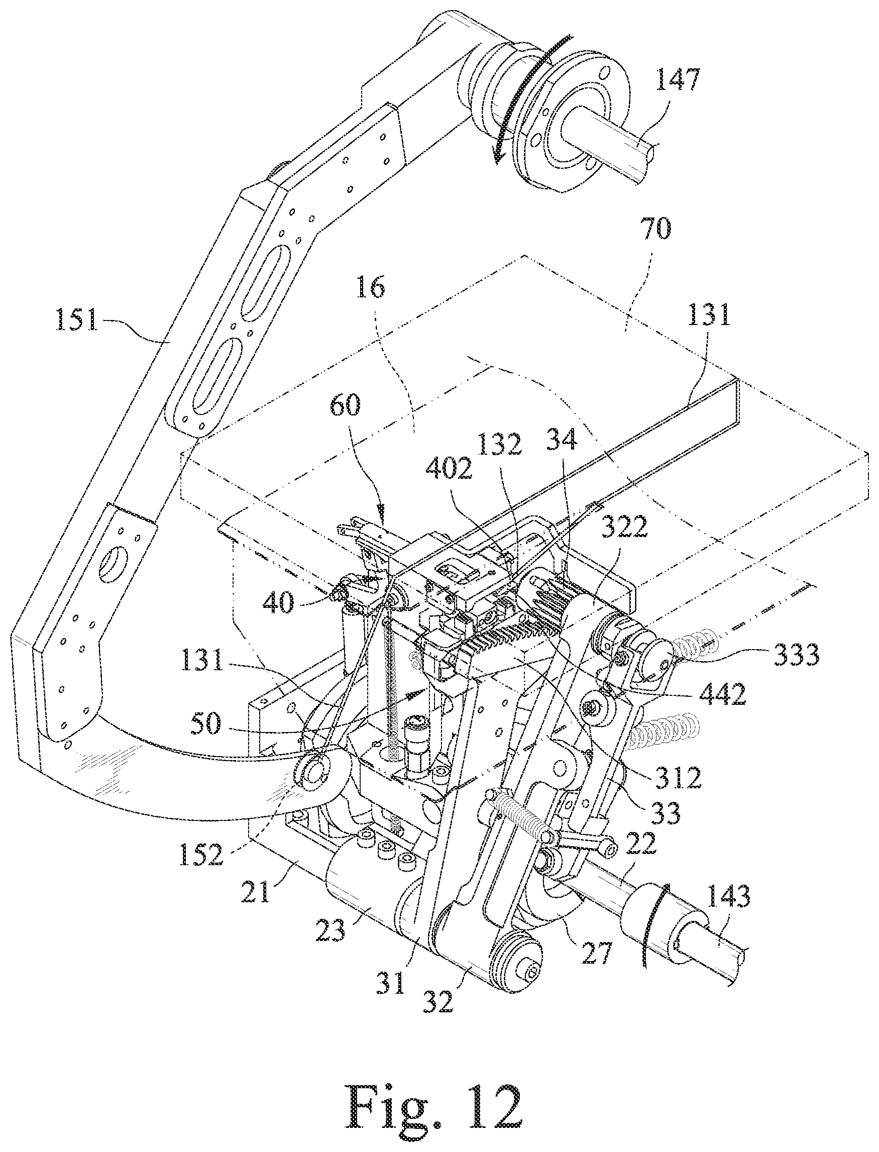 Patent US11814198 Figure 11 – Relaxation device of cardboard strapping machine
