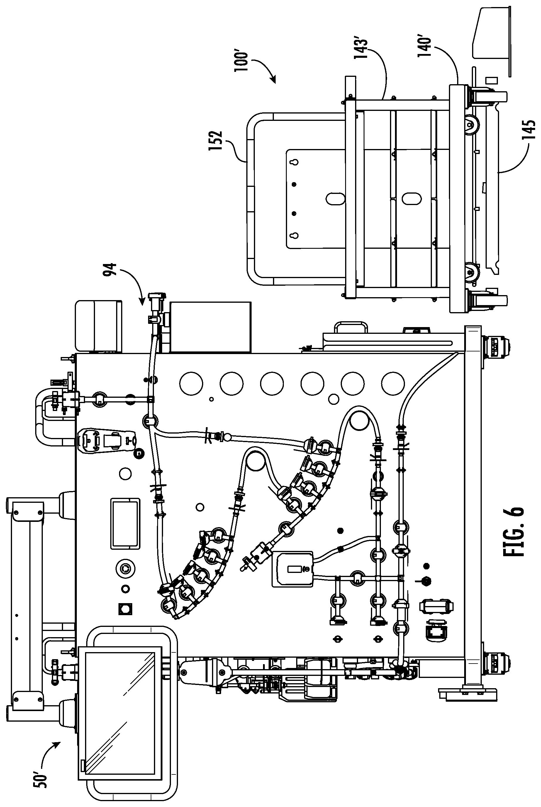 Patent US11814200 Figure 6 – Fluid distribution system with single use manifold assembly for scaled filling