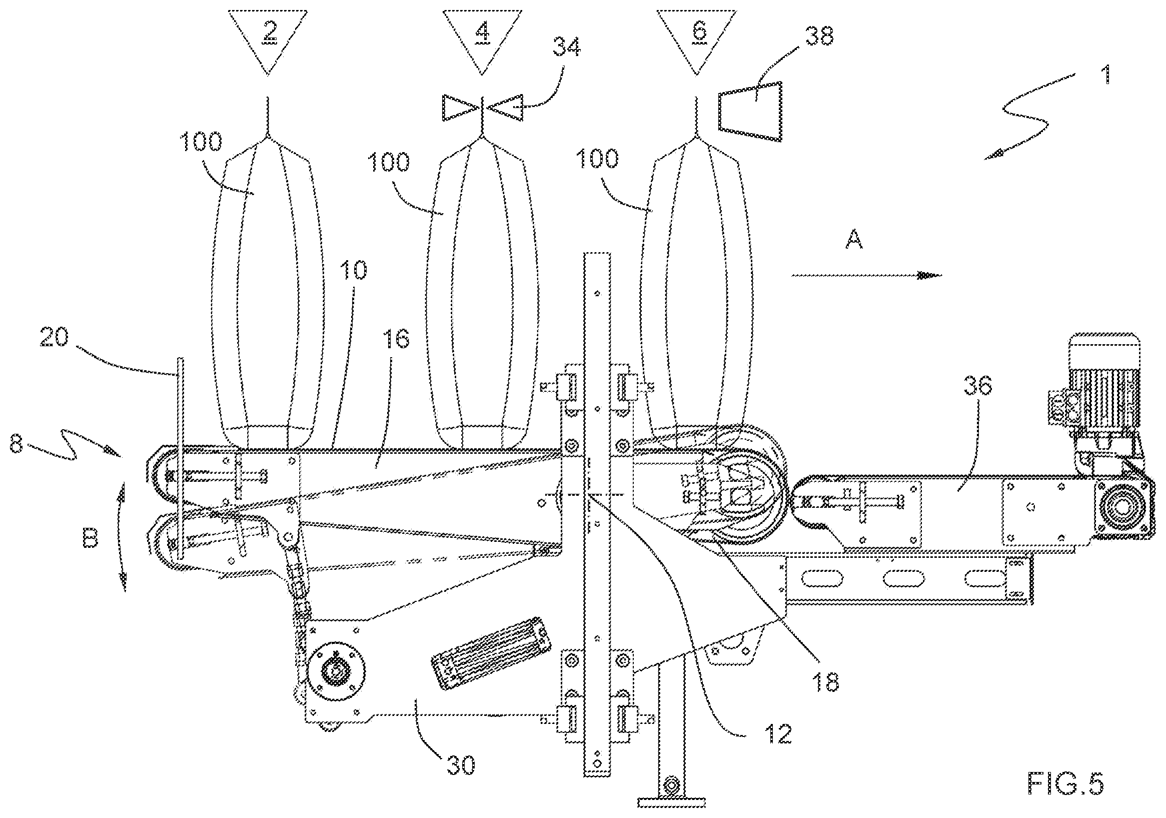Patent US11814202 Figure 4 – Machine for filling bags with a granular product and corresponding filling method
