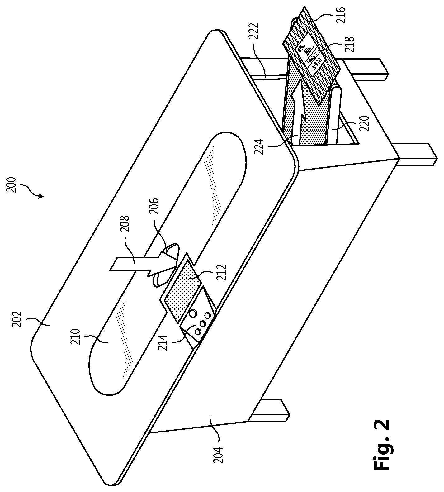 Patent US11814207 Figure 2 – Automated packaging station and system for packaging objects