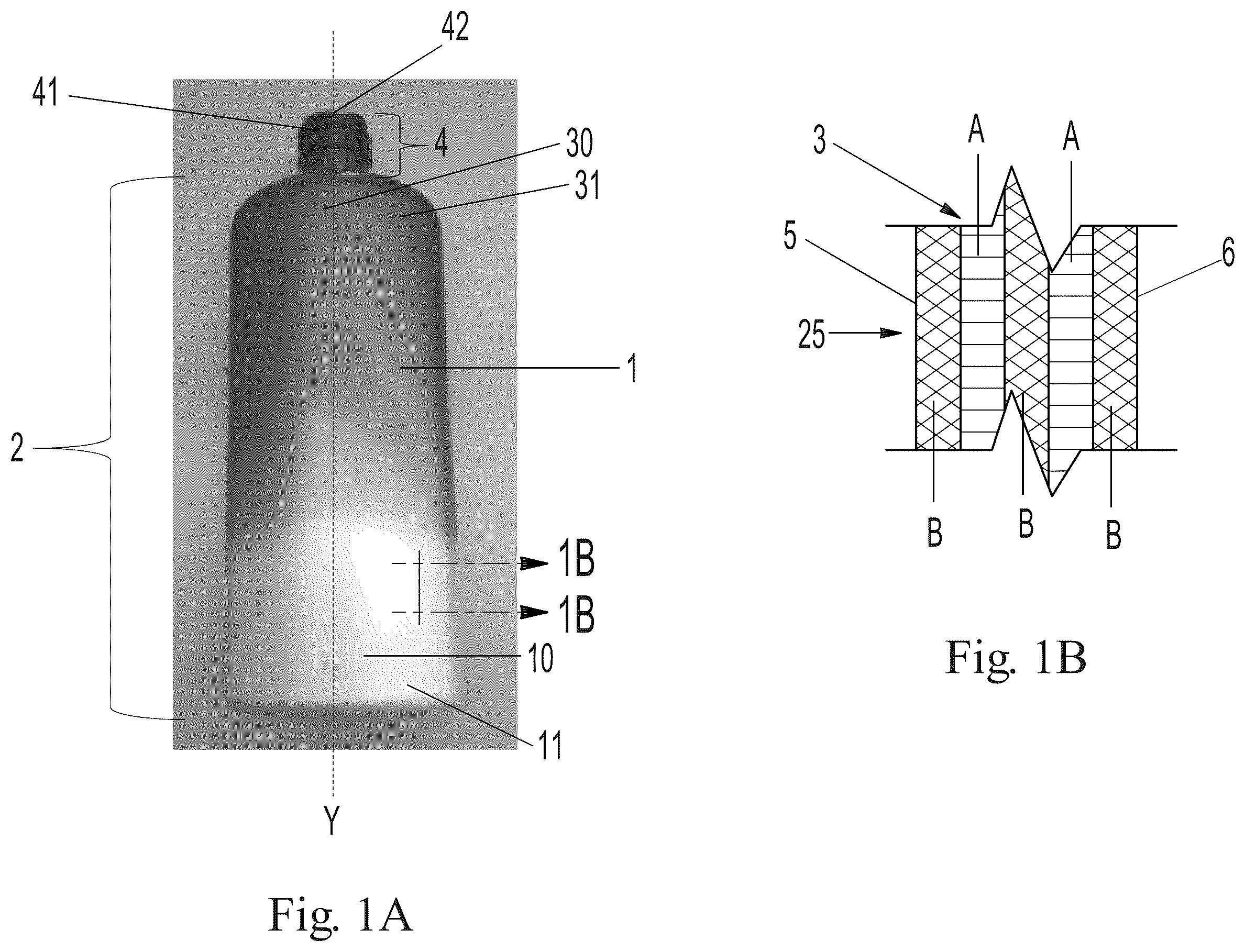 Patent US11814208 — Blow molded article with visual effects — Figure 1