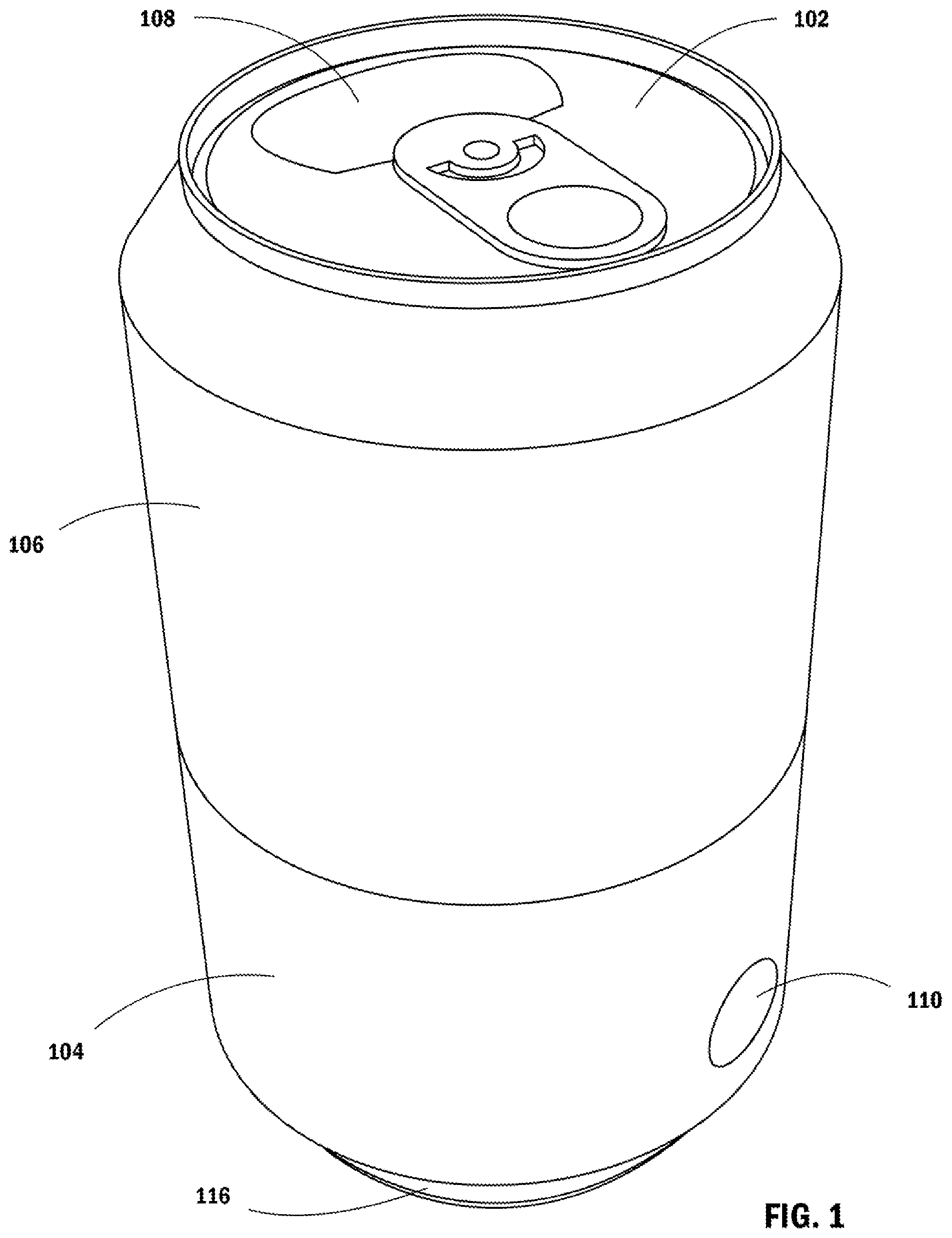 Patent US11814210 — Dual mouth shotgun can — Figure 1