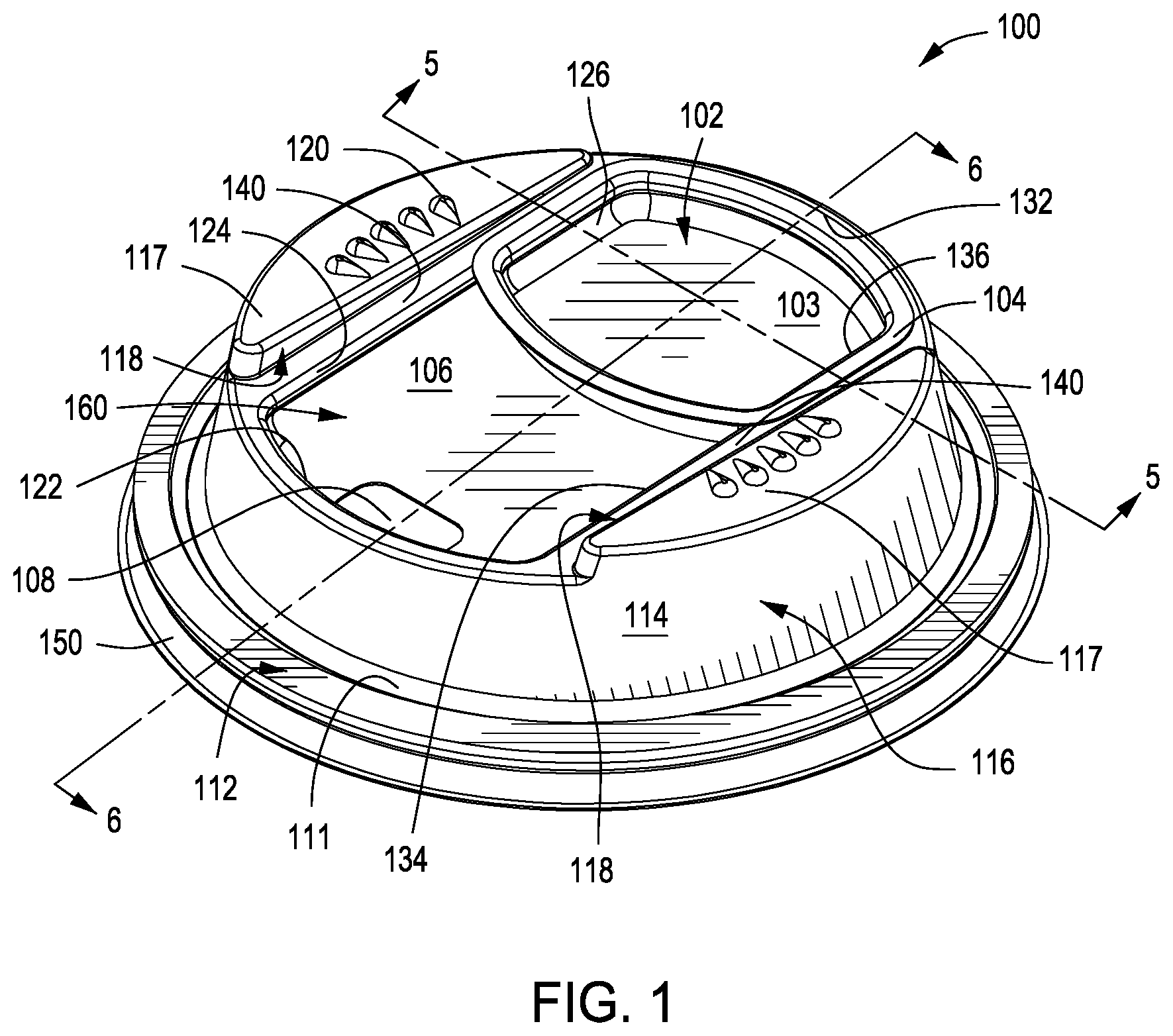 Patent US11814212 Figure 1 – Reclosable cup lid with sliding member
