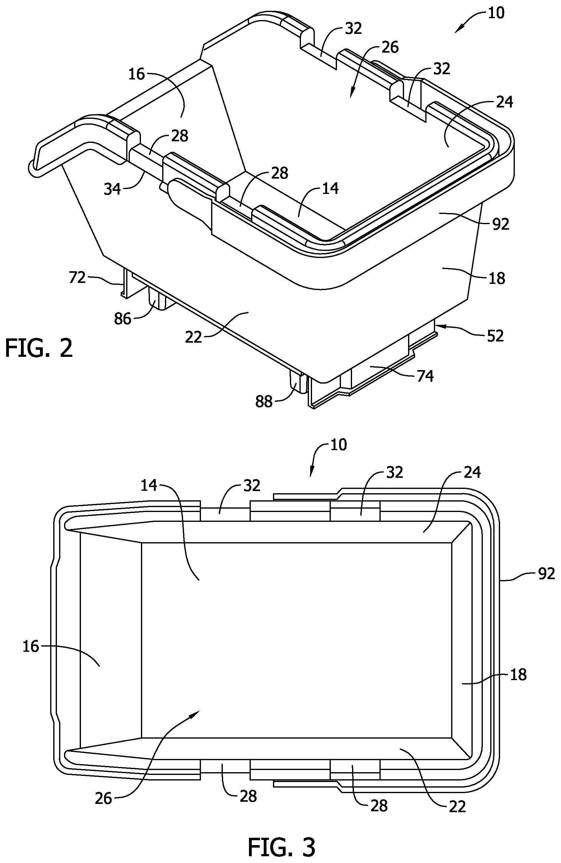 Patent US11814213 Figure 2 – Storage apparatus having stackable nested bins