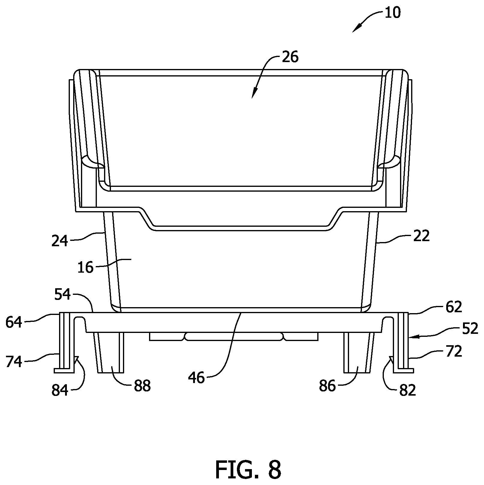 Patent US11814213 Figure 7 – Storage apparatus having stackable nested bins