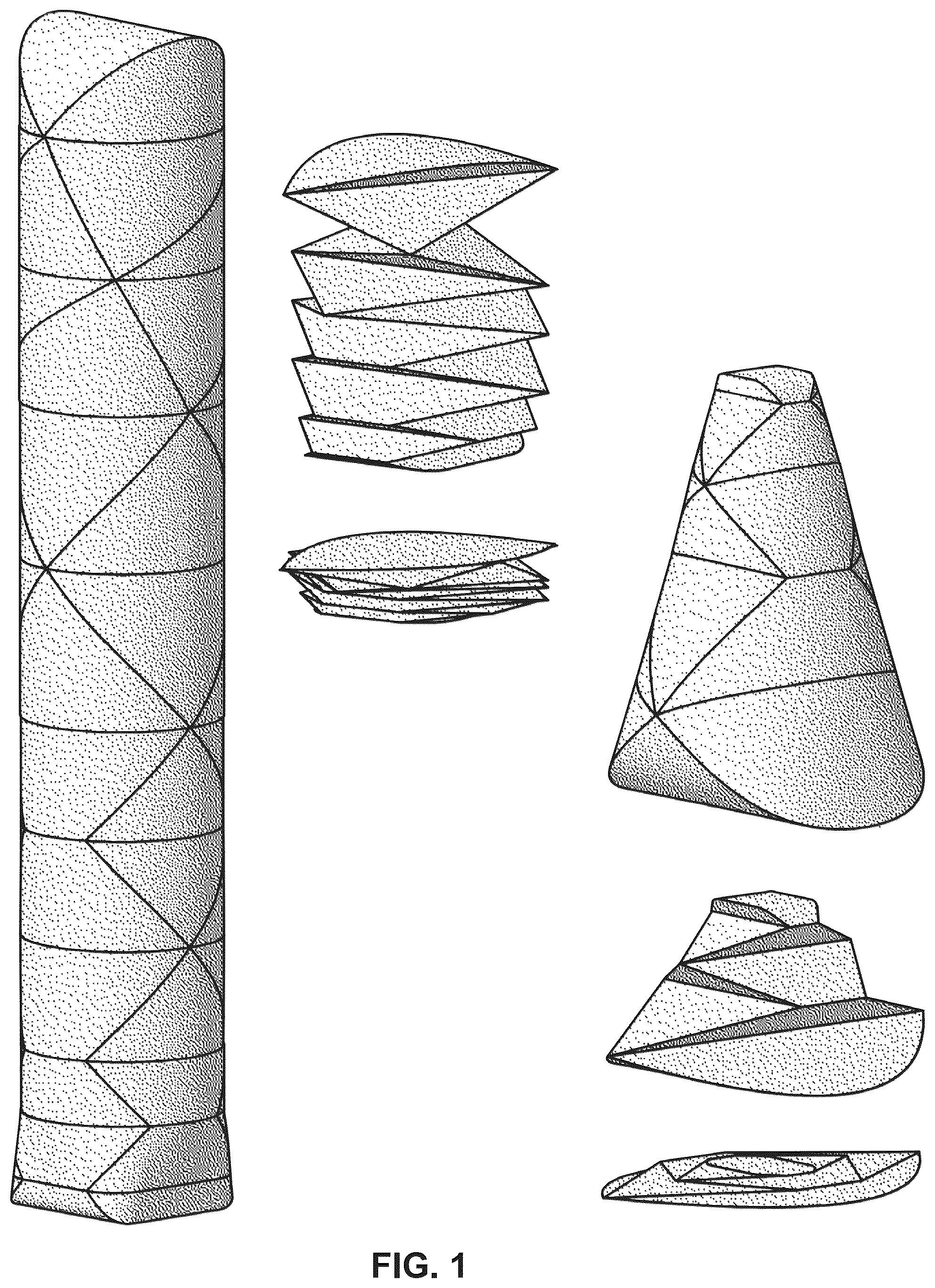 Patent US11814214 Figure 1 – Collapsible article comprising combinations and multiplications of foldable sections