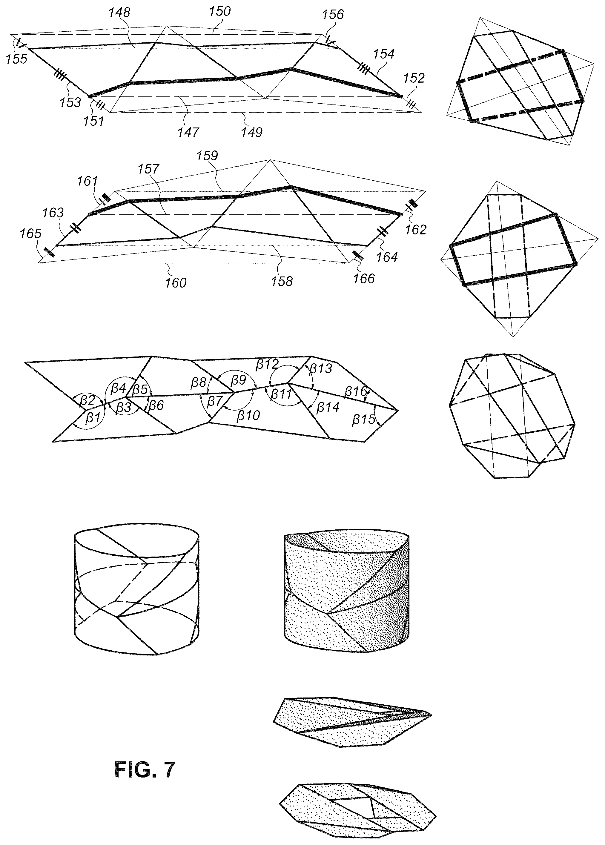 Patent US11814214 Figure 7 – Collapsible article comprising combinations and multiplications of foldable sections
