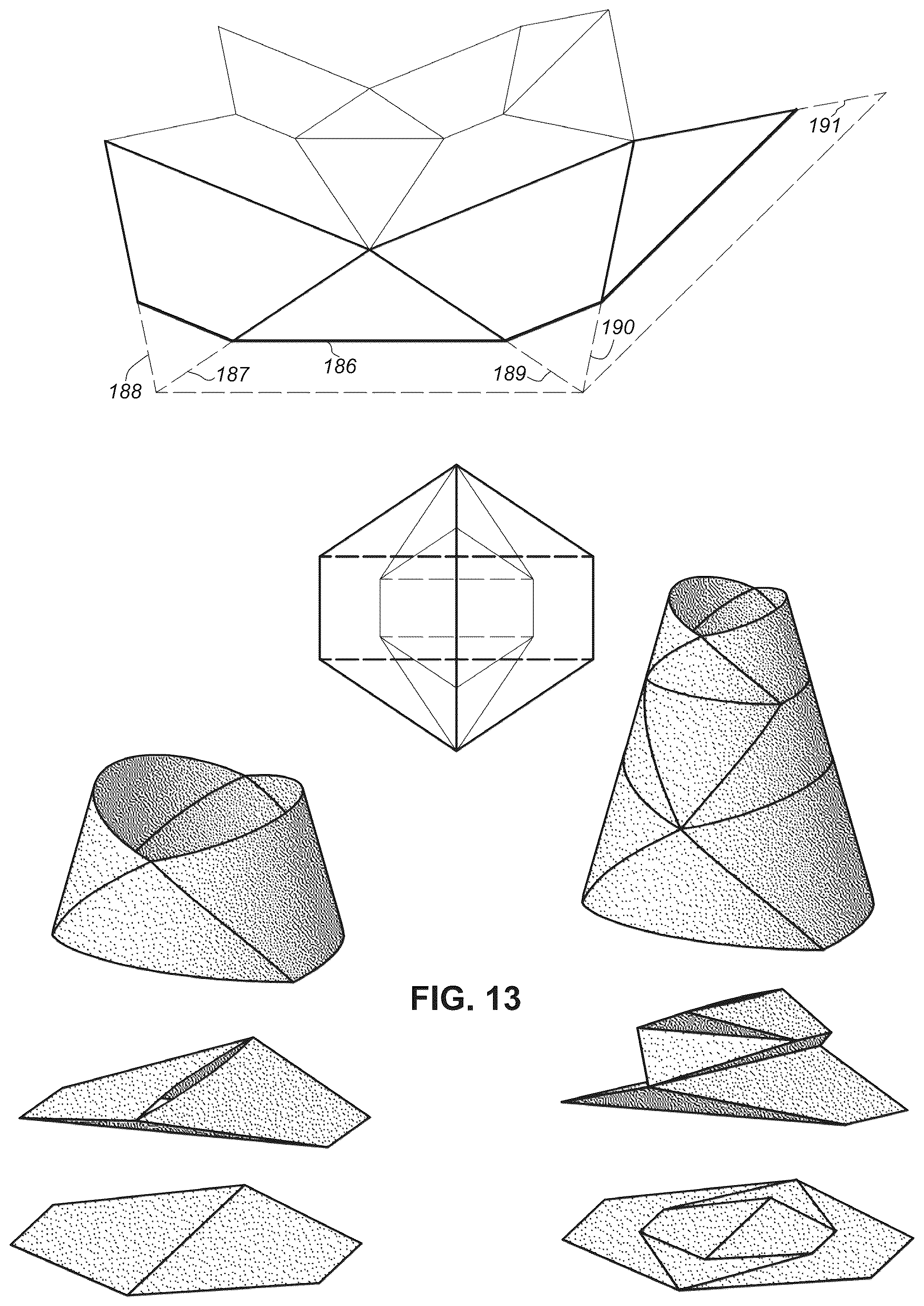 Patent US11814214 Figure 11 – Collapsible article comprising combinations and multiplications of foldable sections
