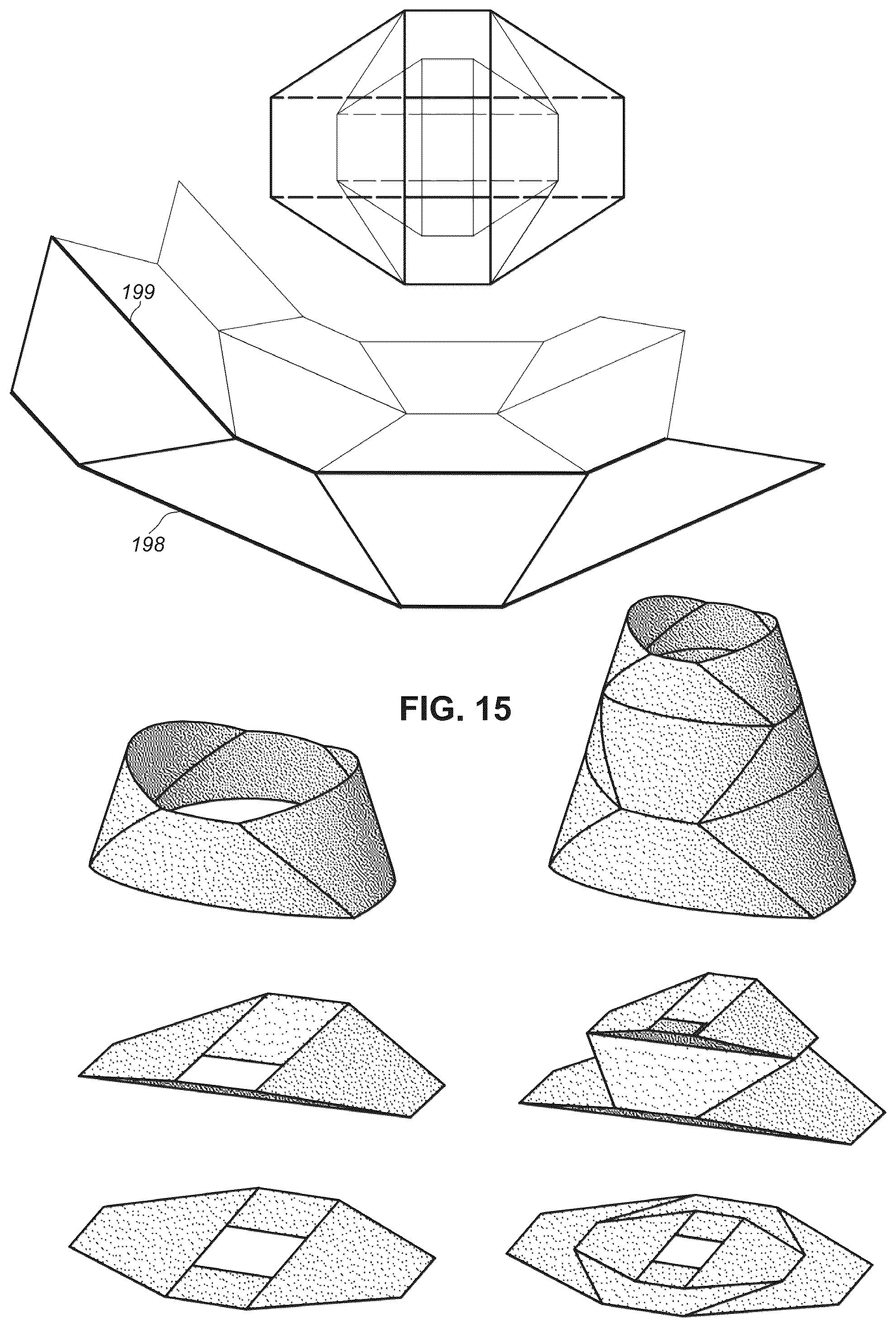 Patent US11814214 Figure 13 – Collapsible article comprising combinations and multiplications of foldable sections