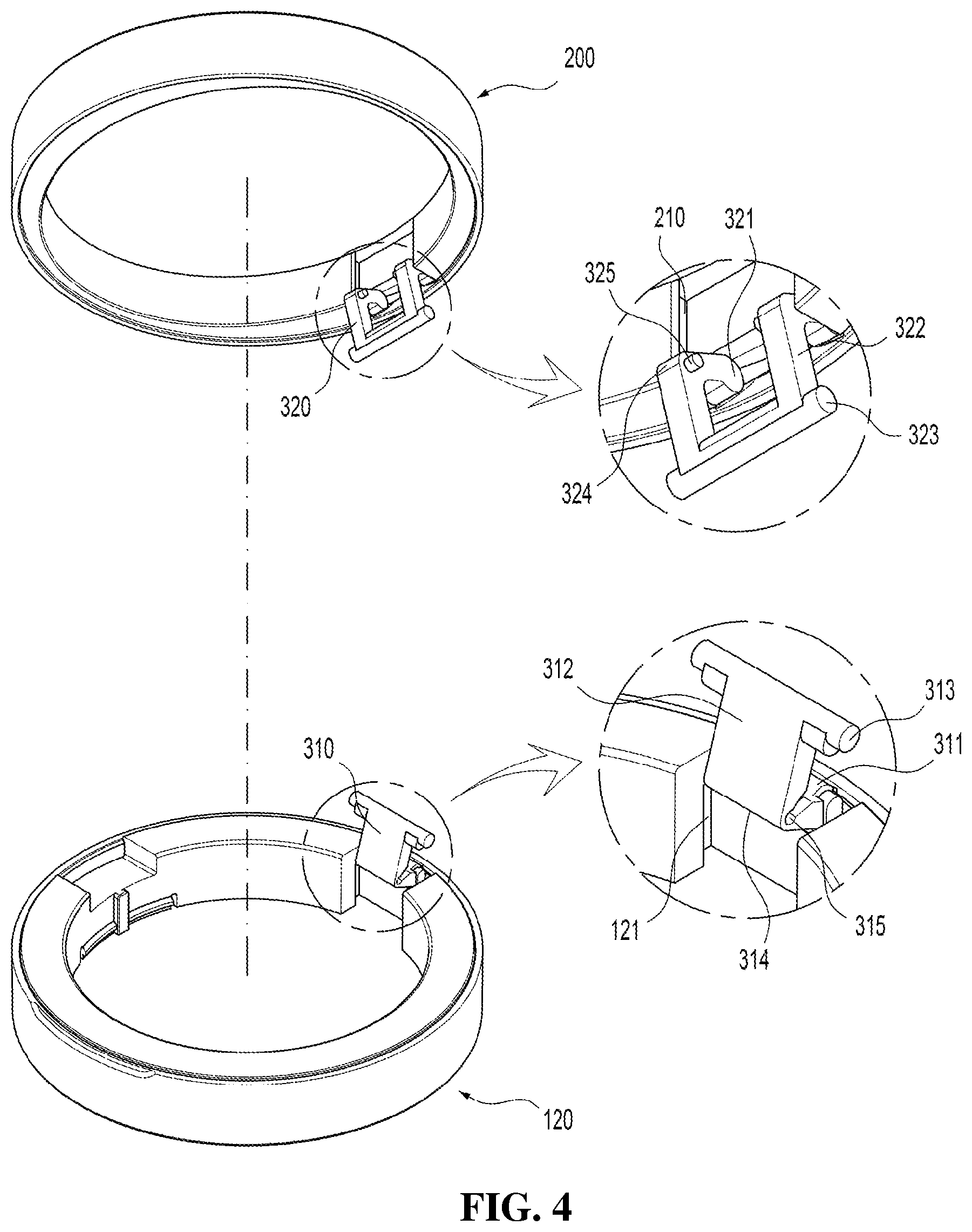 Patent US11814216 Figure 4 – Container whose hinge part is hidden from outside