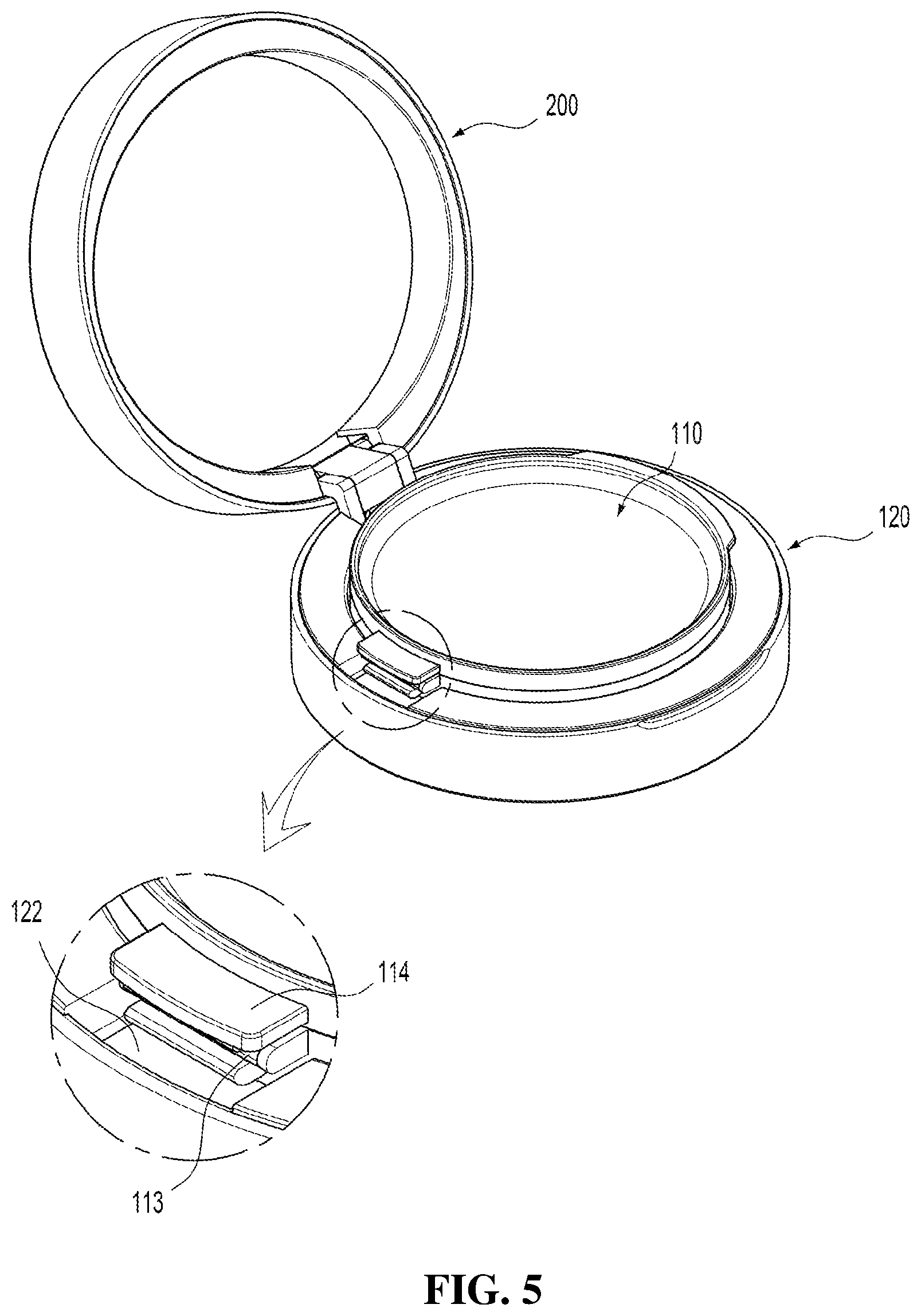 Patent US11814216 Figure 5 – Container whose hinge part is hidden from outside