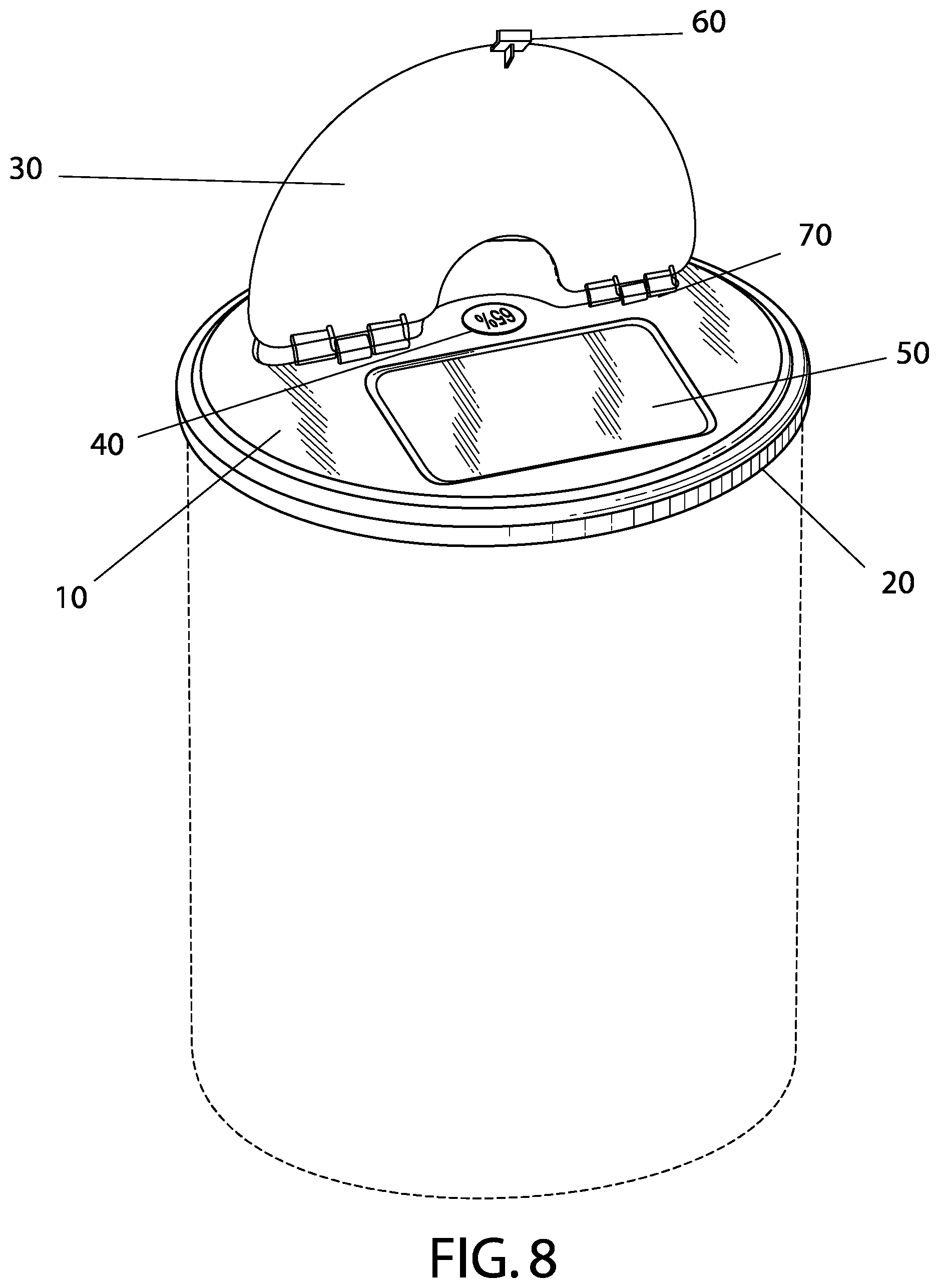 Patent US11814218 Figure 5 – Lid for containers and related methods