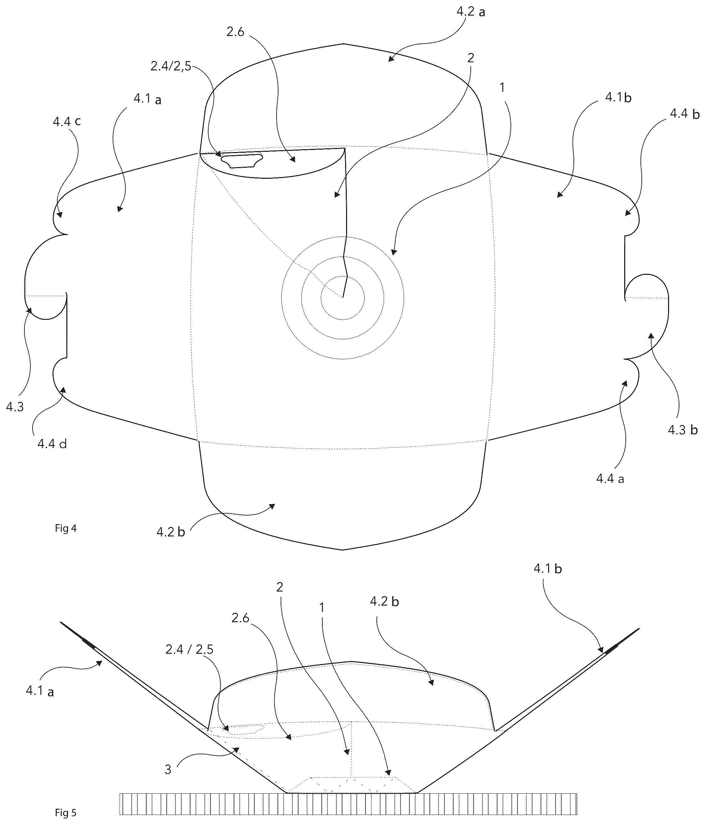 Patent US11814220 Figure 3 – Square liquids retaining bowl-type folded container