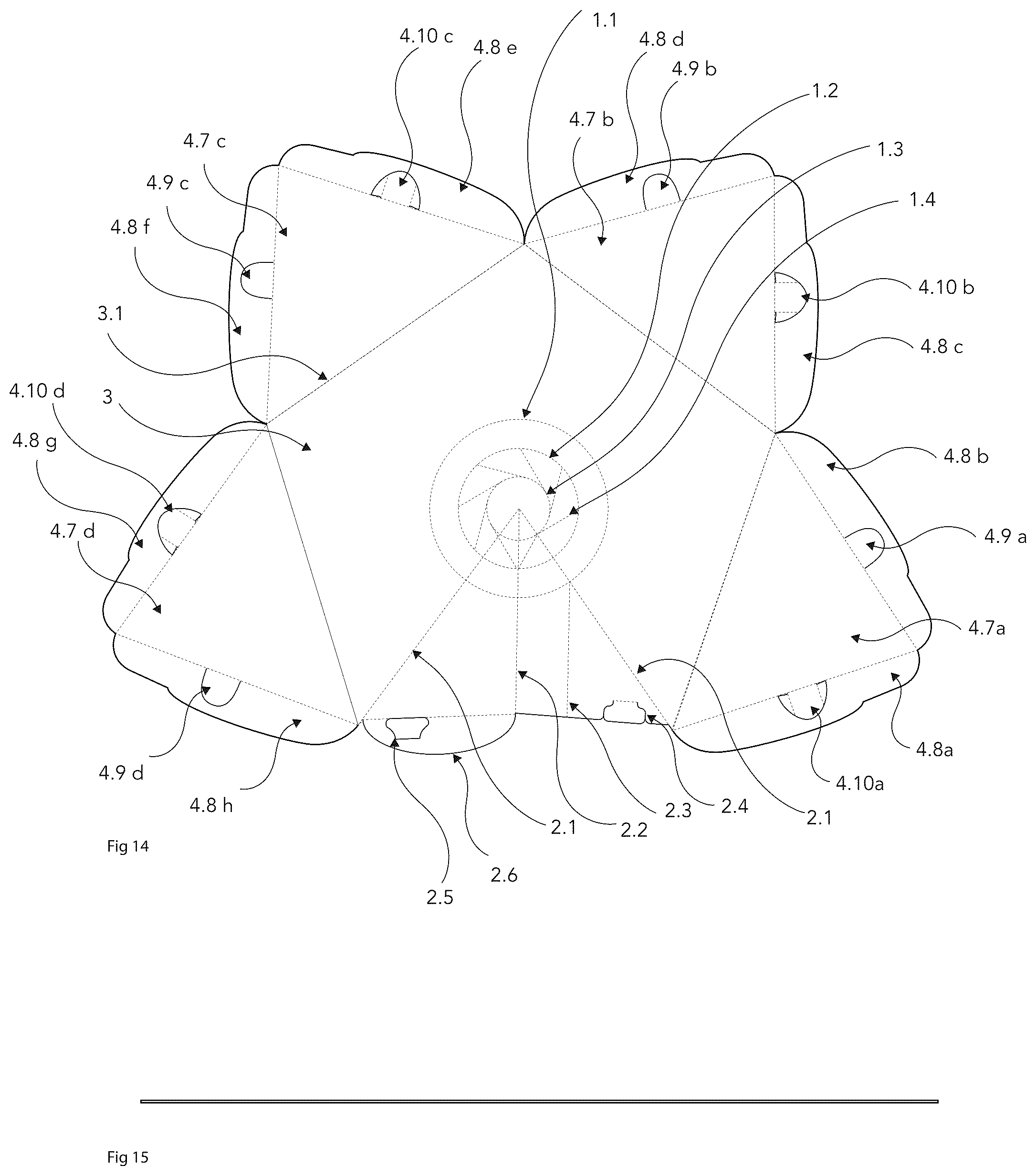 Patent US11814220 Figure 8 – Square liquids retaining bowl-type folded container