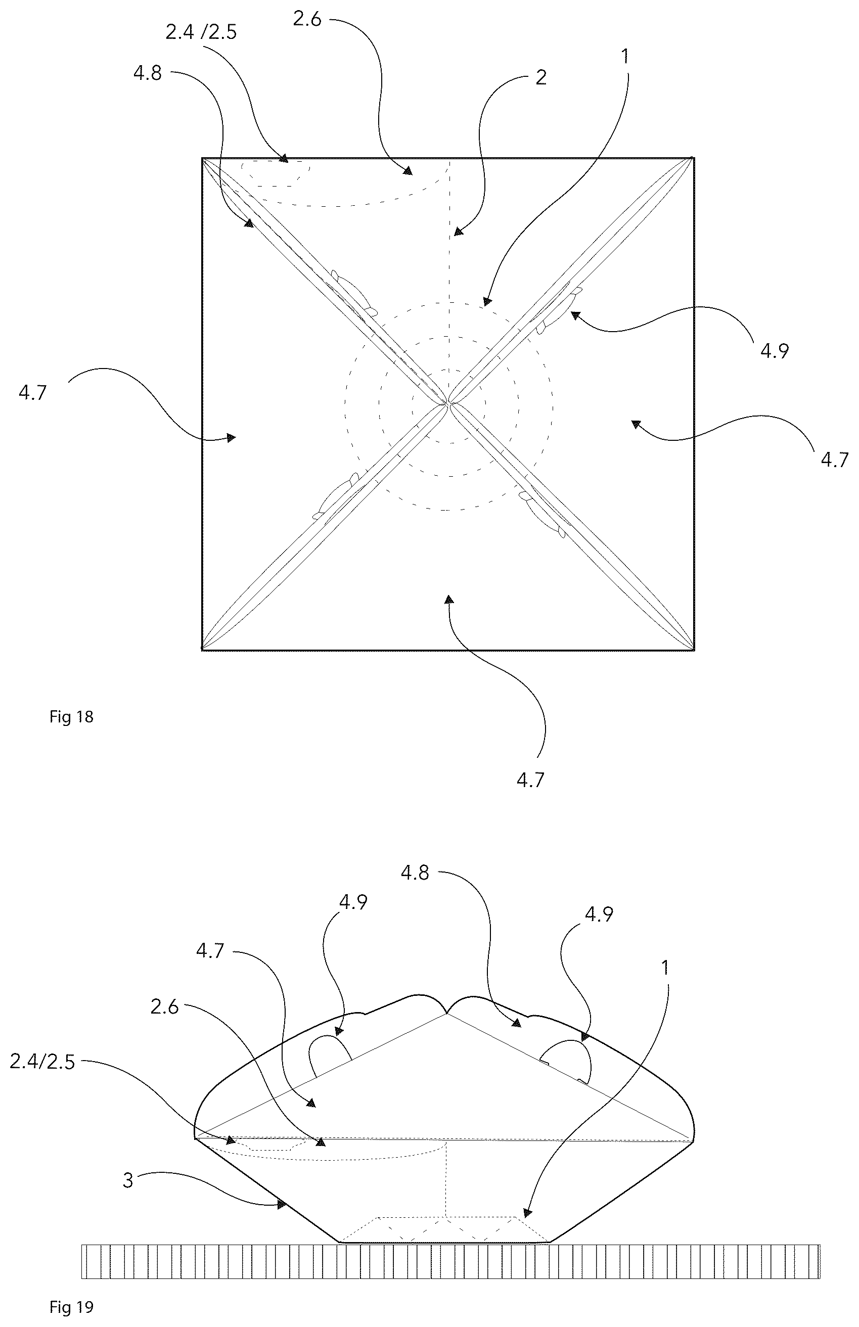 Patent US11814220 Figure 10 – Square liquids retaining bowl-type folded container