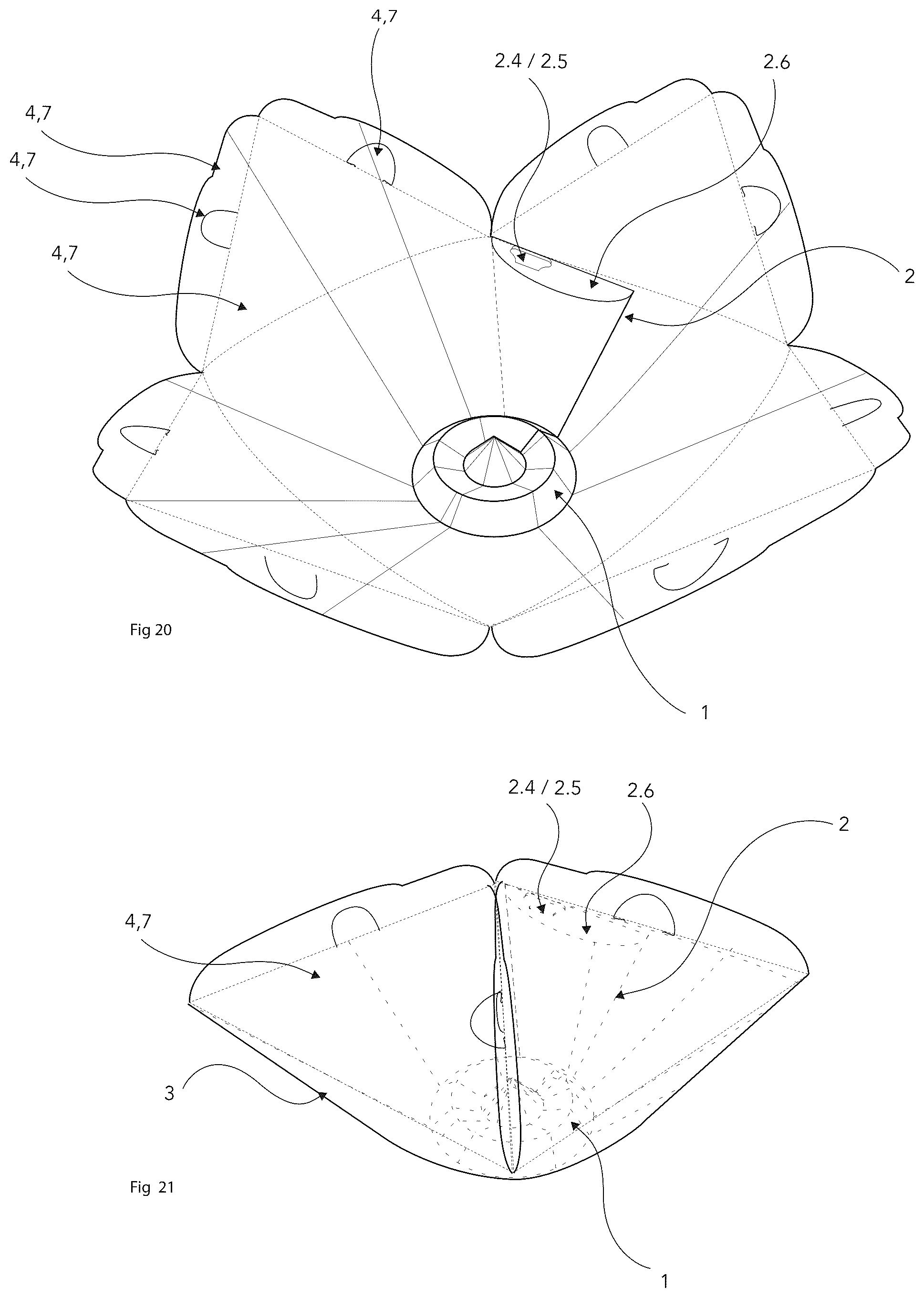 Patent US11814220 Figure 11 – Square liquids retaining bowl-type folded container