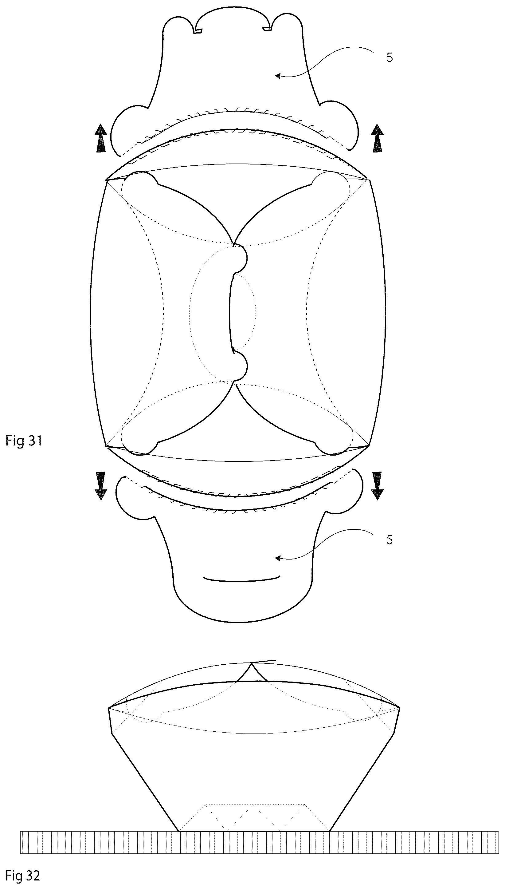 Patent US11814220 Figure 18 – Square liquids retaining bowl-type folded container