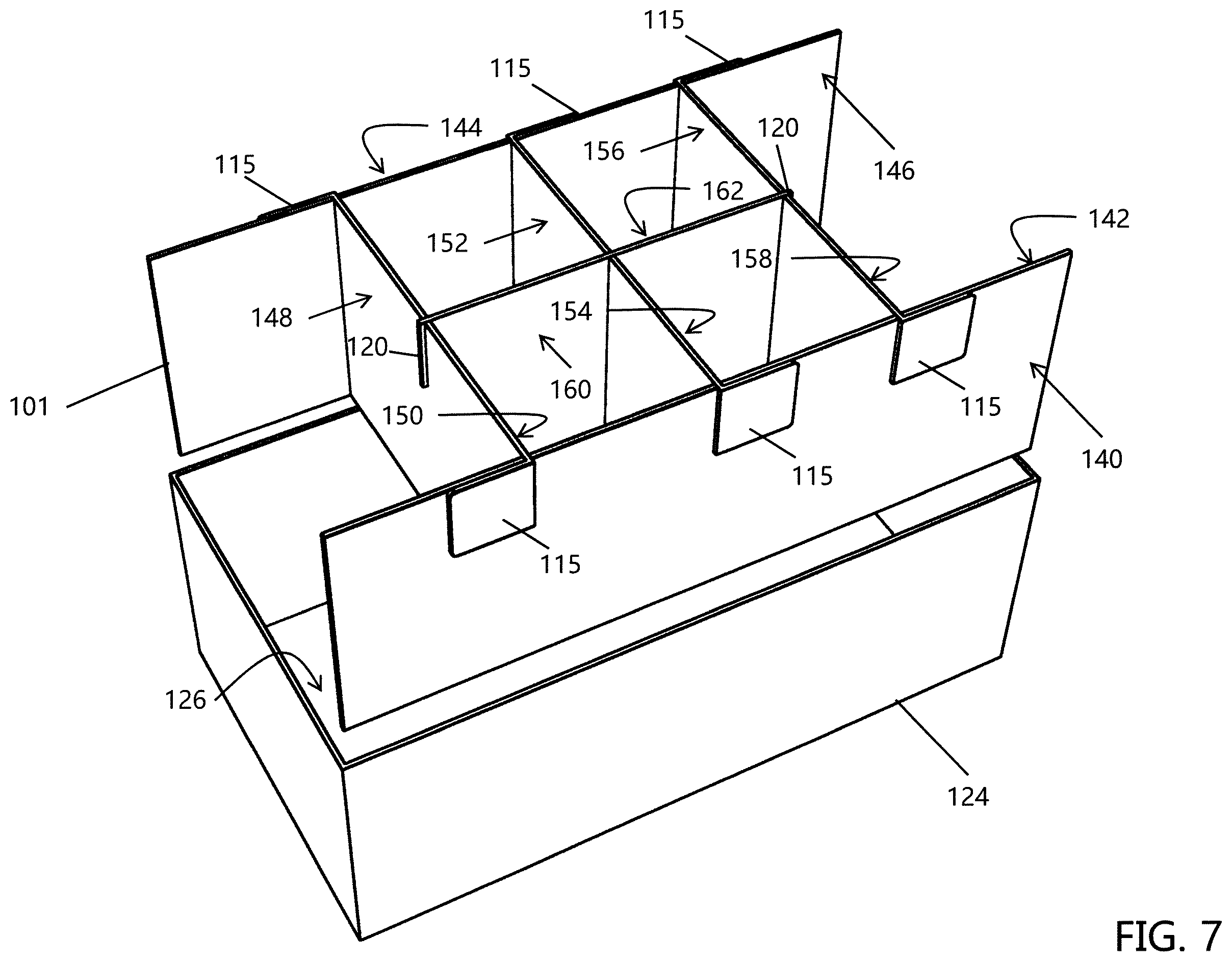 Patent US11814222 Figure 7 – Box divider system