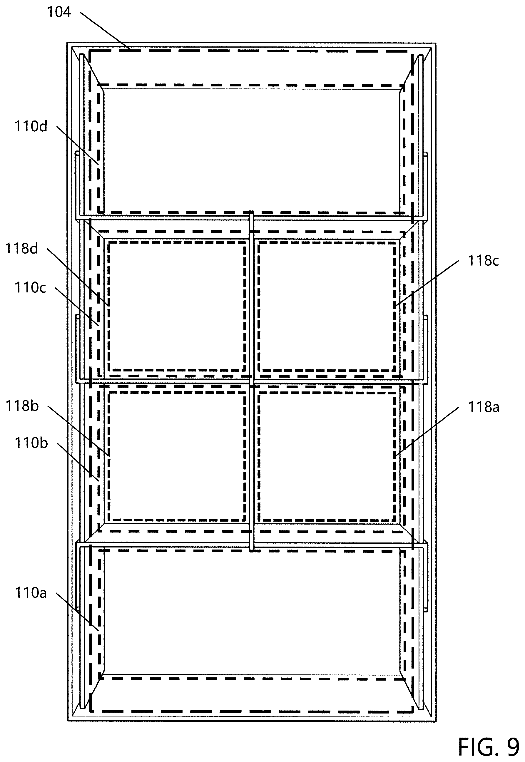 Patent US11814222 Figure 9 – Box divider system