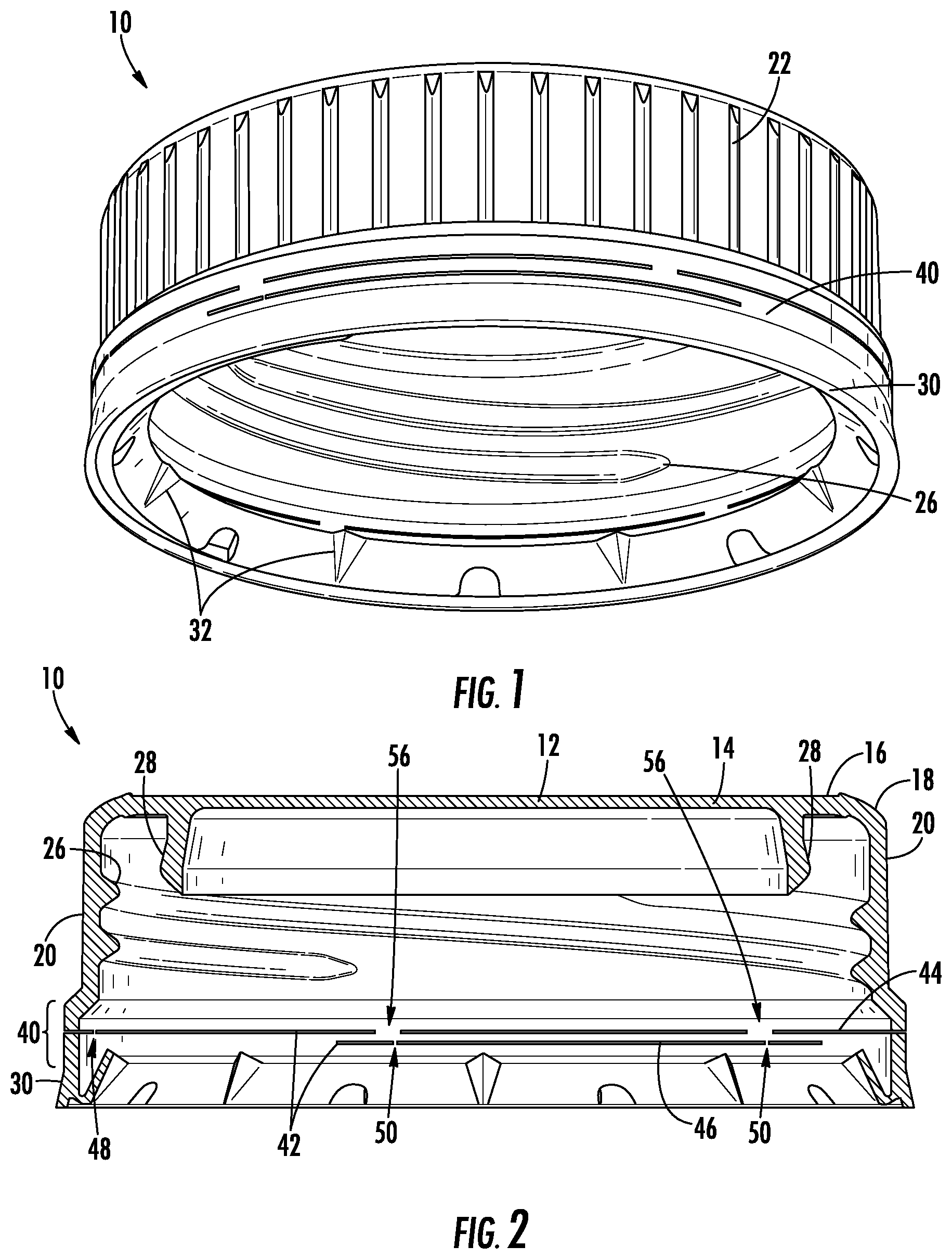 Patent US11814224 — Closure with hinge — Figure 1