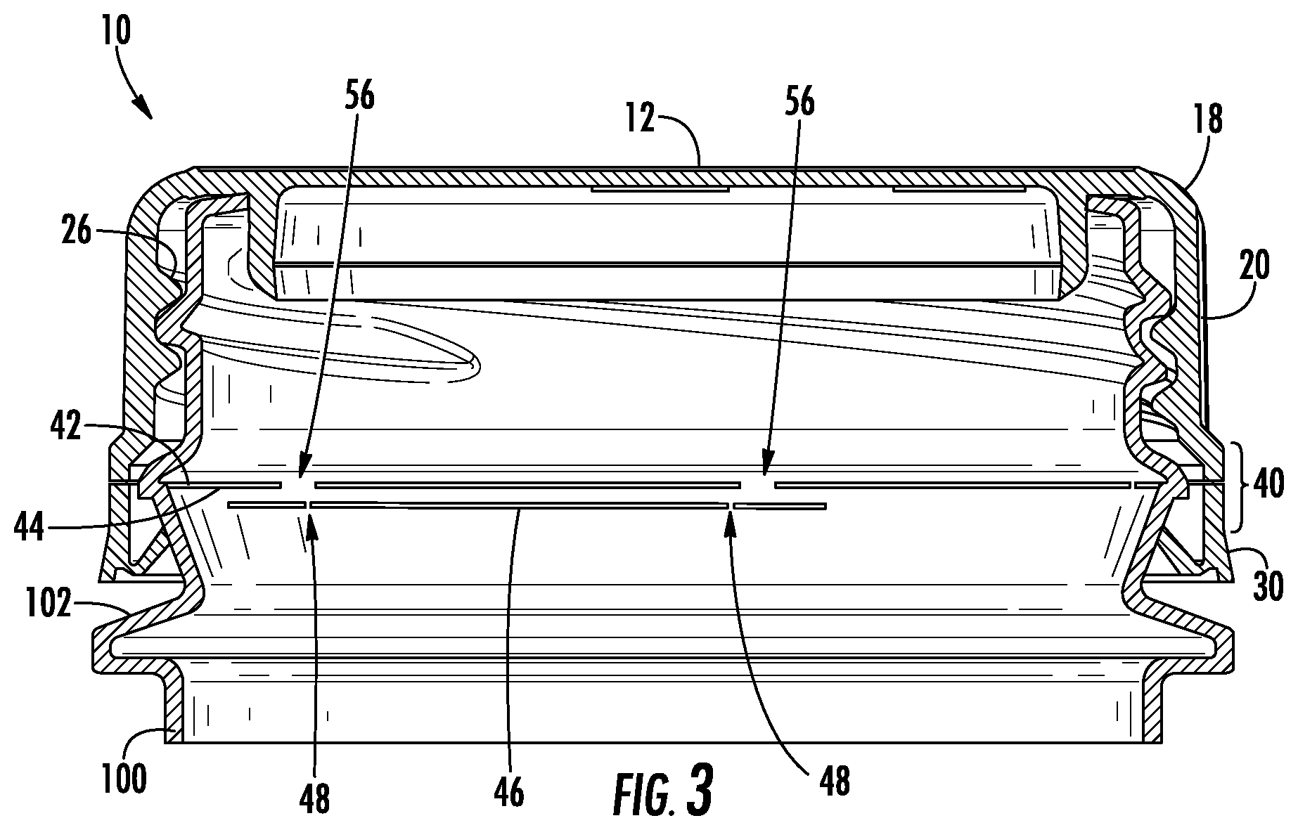 Patent US11814224 Figure 2 – Closure with hinge