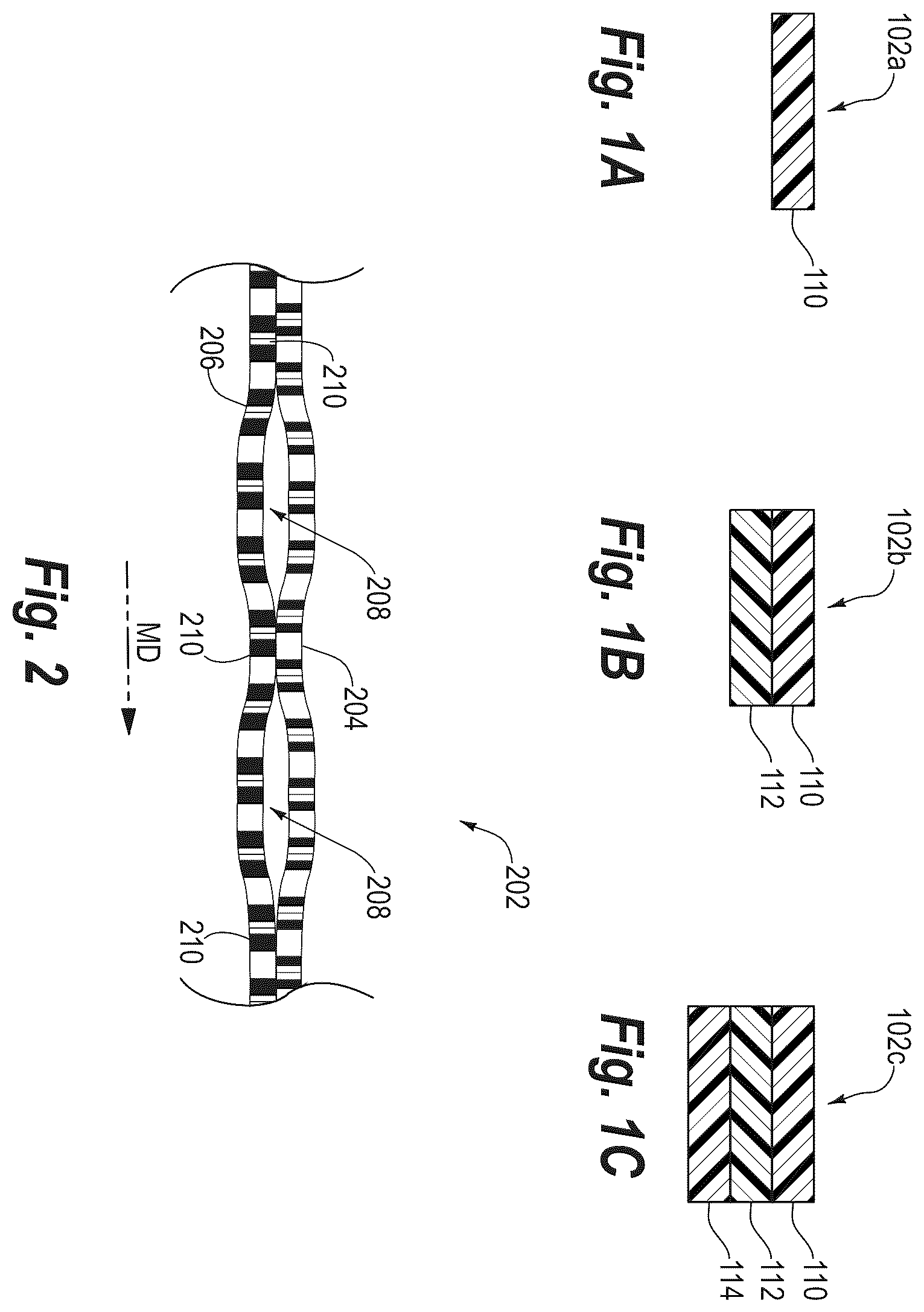 Patent US11814225 Figure 1 – Multi-film thermoplastic structures having visually-distinct contact areas arranged in text and methods of making the same