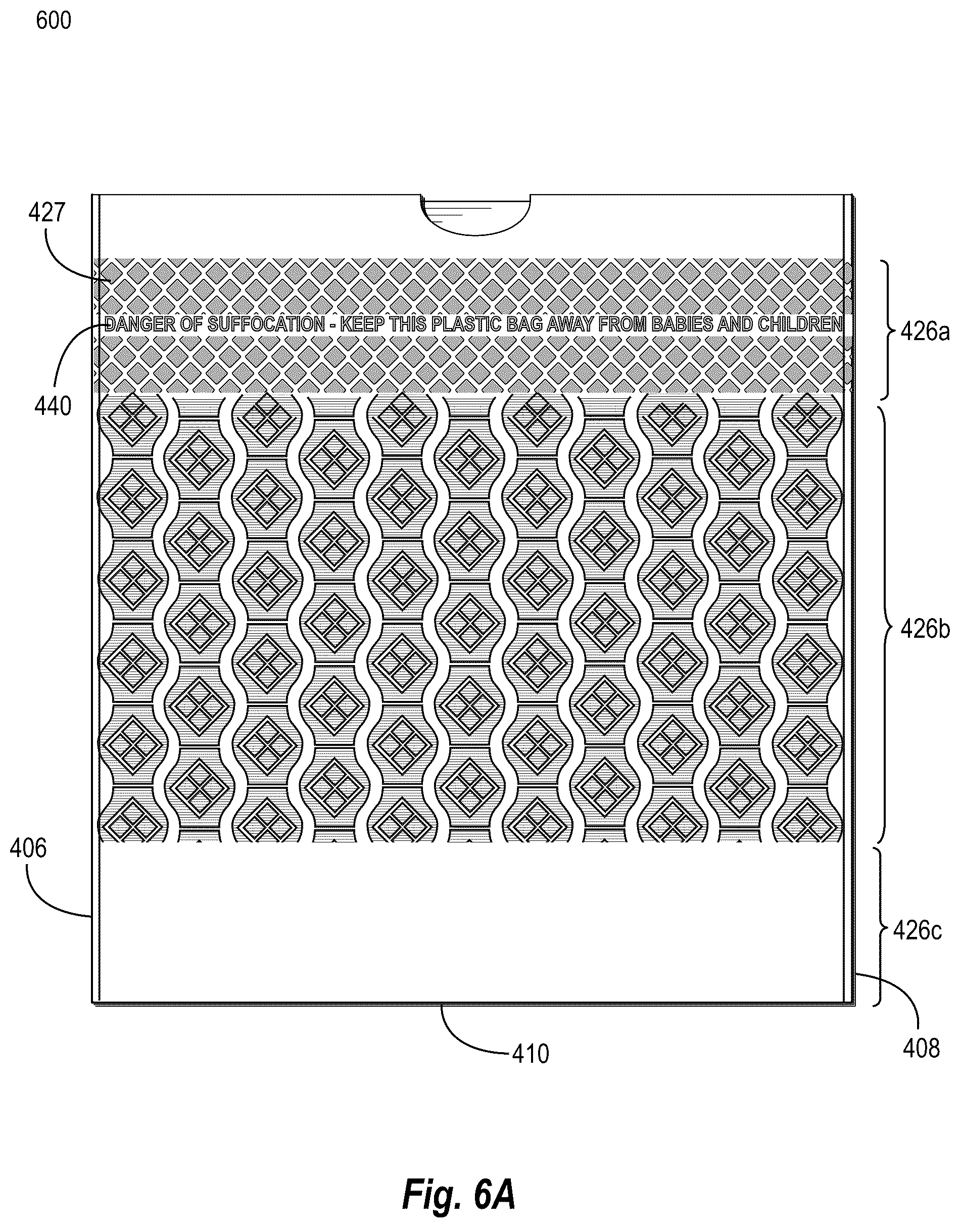 Patent US11814225 Figure 5 – Multi-film thermoplastic structures having visually-distinct contact areas arranged in text and methods of making the same